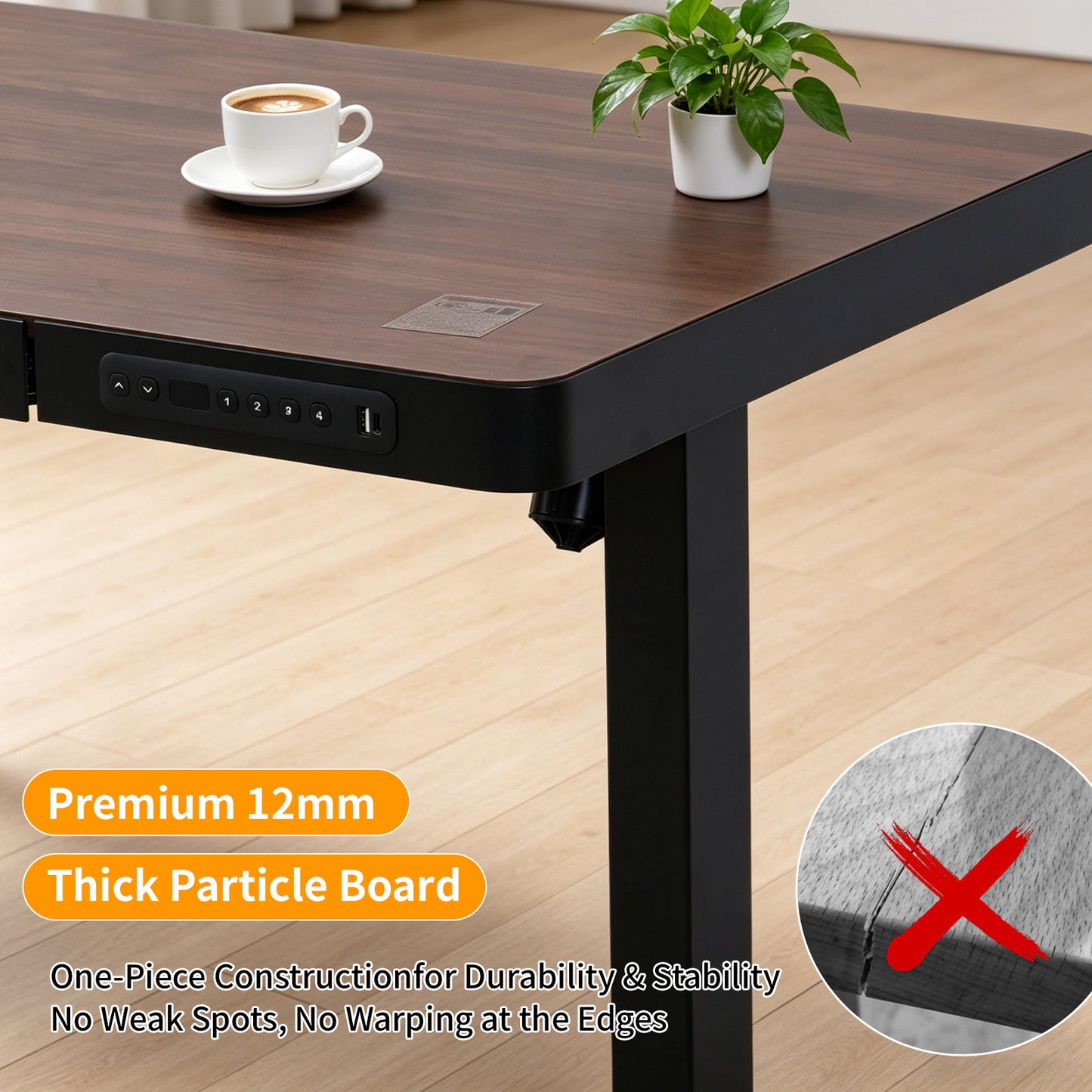 Upgrade Your Workspace with Avoltrix Electric Standing Desk | Adjustable Height, Drawer, USB & Power | 120×60 cm Rustic Brown