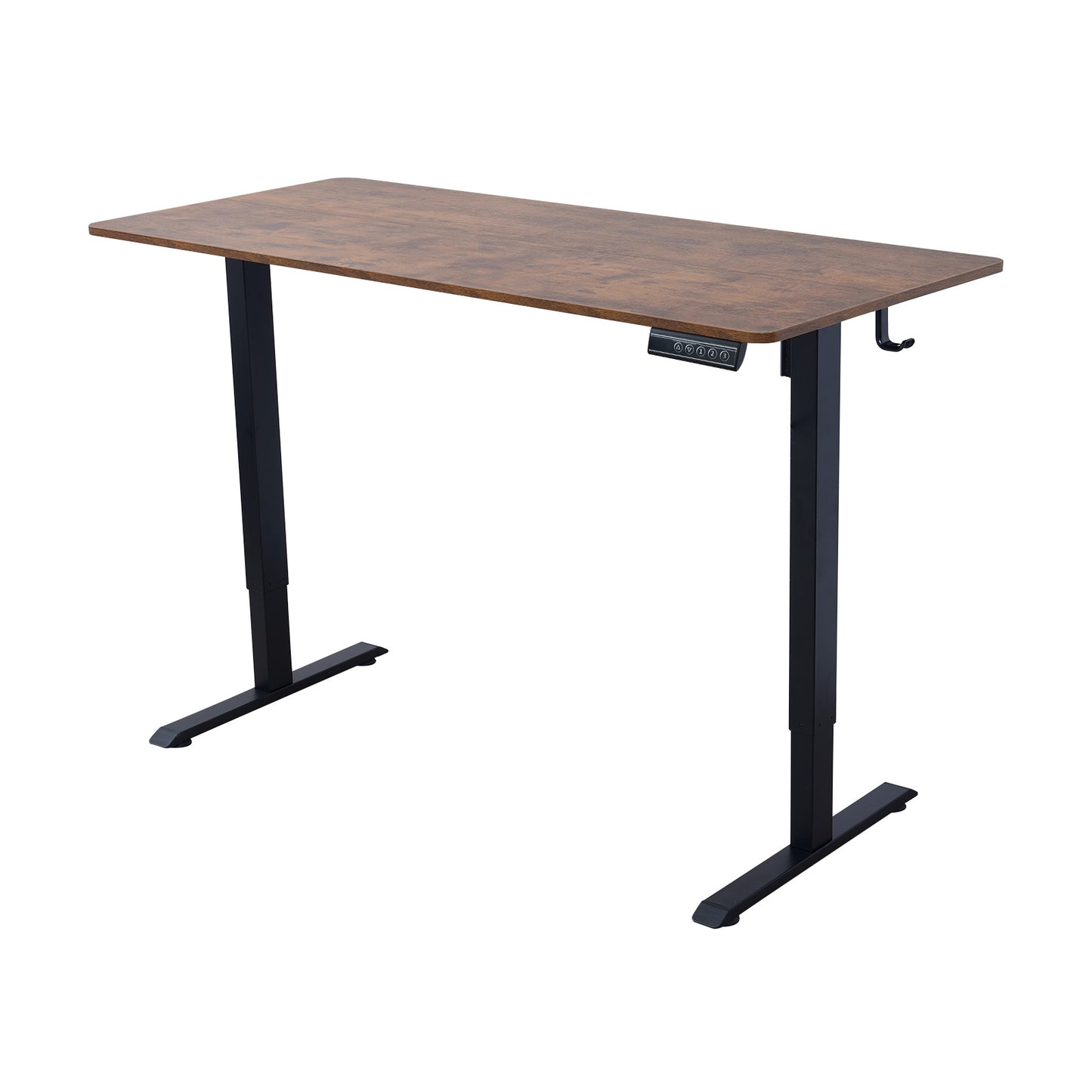 140 × 60 cm Electric Height Adjustable Standing Desk – Sit Stand Computer Table with Digital Control, Hooks & Large Worktop for Home Office, Walnut