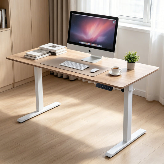 Avoltrix Electric Standing Desk 140x60cm, Height Adjustable Sit Stand Desk with 3 Memory Presets, 70kg Heavy Duty Ergonomic Computer Desk for Home Office (Oak)