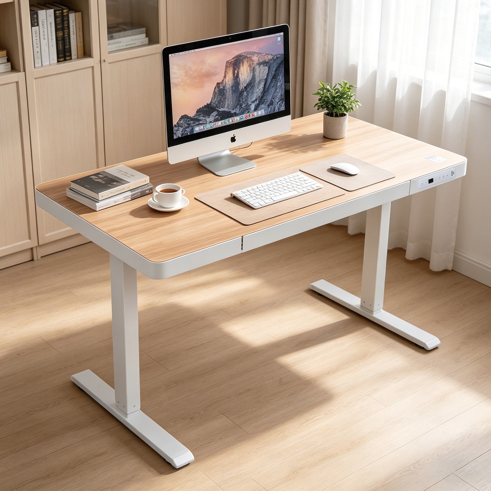 Upgrade Your Workspace with Avoltrix Electric Standing Desk | Adjustable Height, Drawer, USB & Power | 120×60 cm Maple