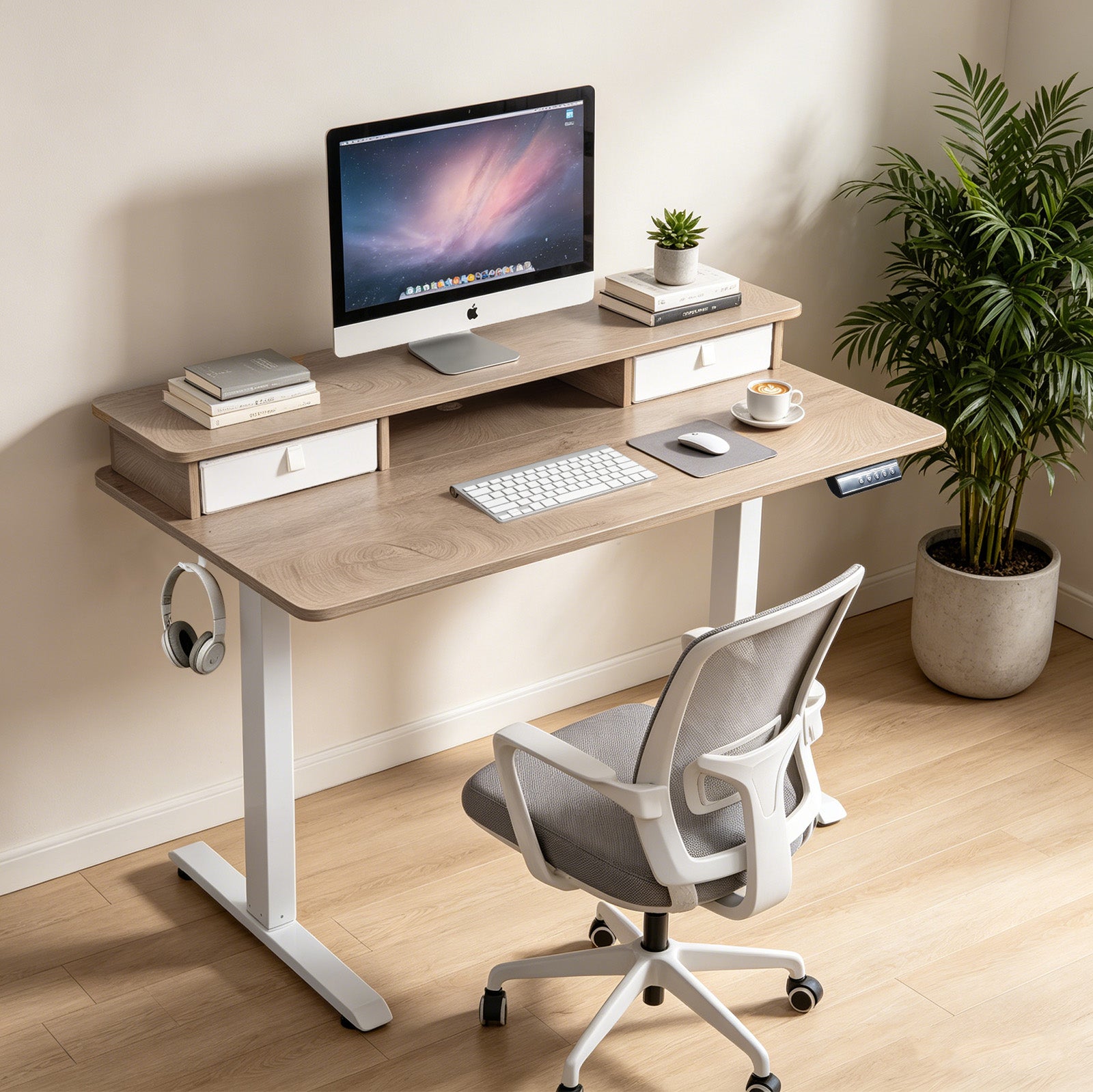 Avoltrix Electric Standing Desk 120×60cm, Height Adjustable Desk with Drawer & 3 Memory Settings