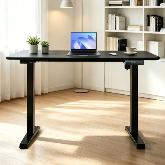 120 × 60 cm Electric Height Adjustable Standing Desk – Sit Stand Computer Table with Digital Control, Hooks & Large Worktop for Home Office, Black
