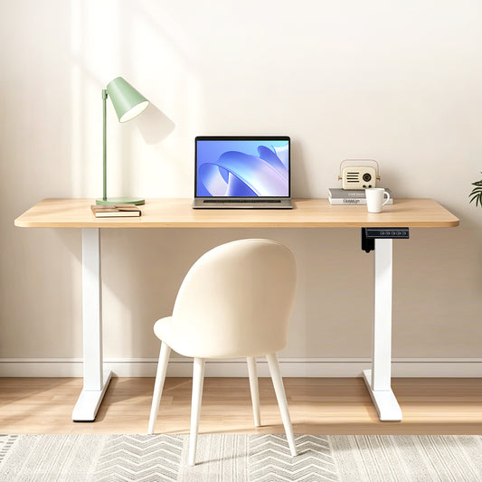 Avoltrix 100CM Electric Standing Desk – One-Piece Oak Desktop Height Adjustable Sit Stand Desk with Hooks, Digital Control Panel & Sturdy Metal Frame for Home Office or Study