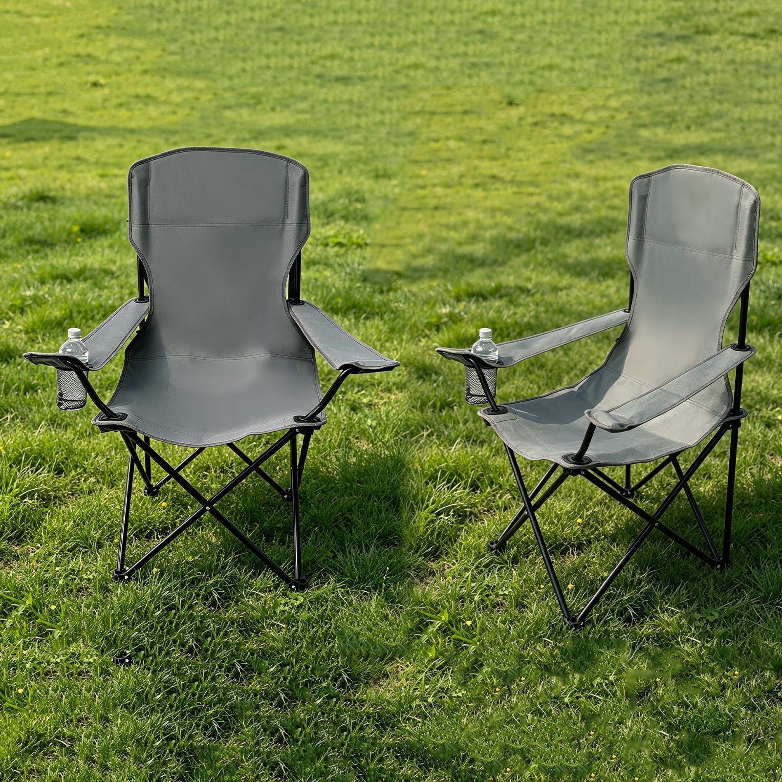 Avoltrix 2-Piece Heavy Duty Folding Camping Chair Set – Oxford Fabric & Iron Frame, 120kg Capacity Portable Outdoor Chairs for Camping, Beach & Fishing