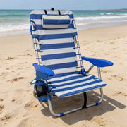 Avoltrix 4-Position Adjustable Folding Beach Chair with Cooler Bag & Shoulder Straps – Lightweight Portable Outdoor Recliner