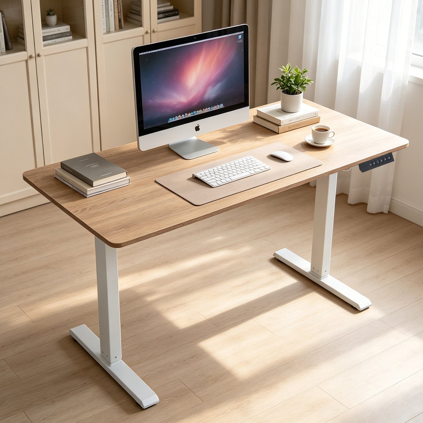 Avoltrix Electric Standing Desk 140x60cm, Height Adjustable Sit Stand Desk with 3 Memory Presets, 70kg Heavy Duty Ergonomic Computer Desk for Home Office (Oak)