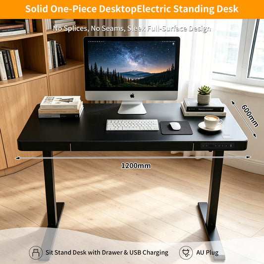 Upgrade Your Workspace with Avoltrix Electric Standing Desk | Adjustable Height, Drawer, USB & Power | 120×60 cm Black