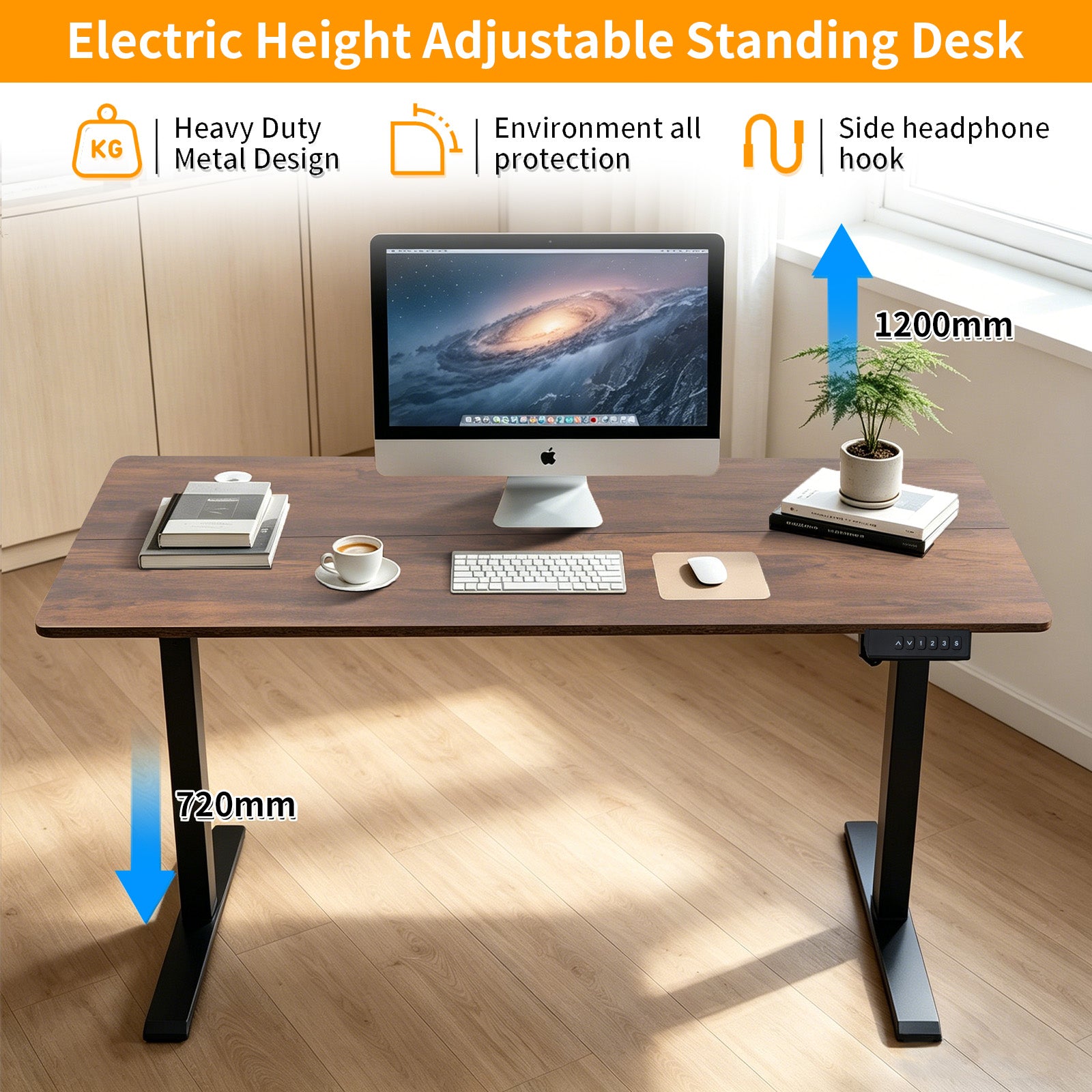 Avoltrix Electric Standing Desk 120 × 60 cm, Height Adjustable Sit-Stand Desk with 3 Memory Presets, 70 kg Heavy-Duty Ergonomic Computer Desk for Home Office