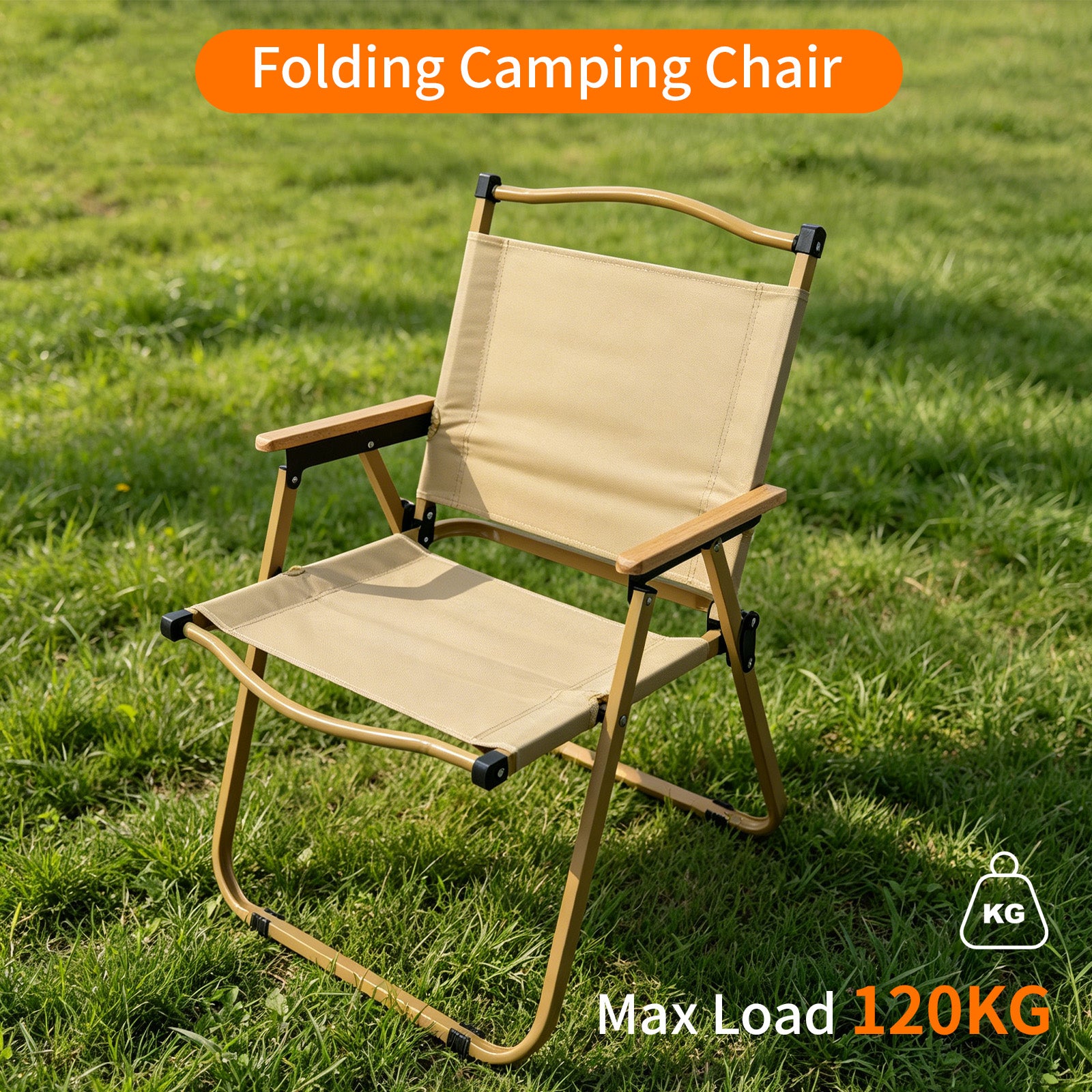 Avoltrix Portable Heavy Duty Folding Camping Chair – Oxford Fabric & Iron Frame, 120kg Capacity Outdoor Beach & Camping Chair