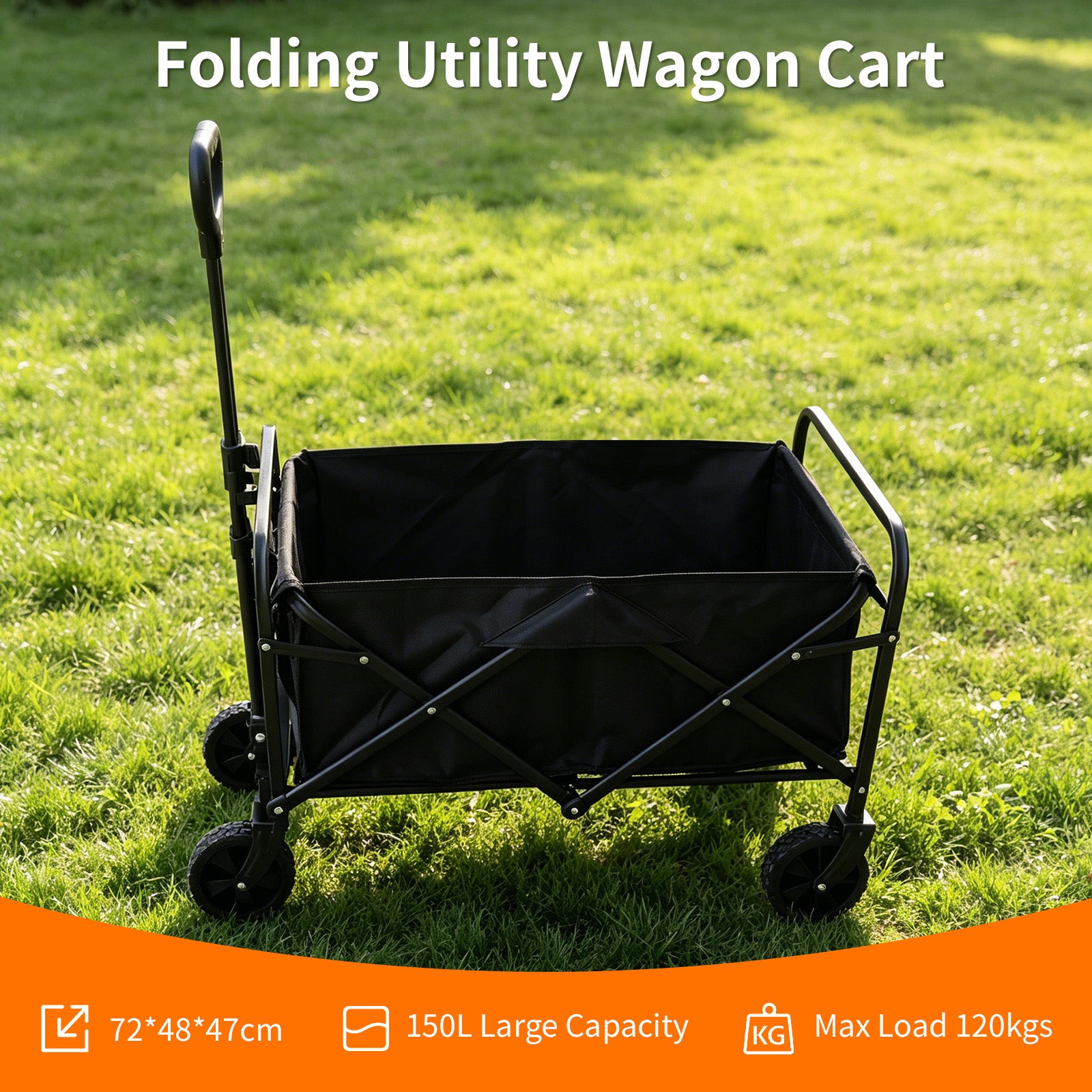 Avoltrix 130L Heavy Duty Folding Beach Trolley Cart – 120kg Load Capacity, Oxford Fabric & Iron Frame, All-Terrain Wheels, Portable Collapsible Wagon for Beach, Garden & Camping