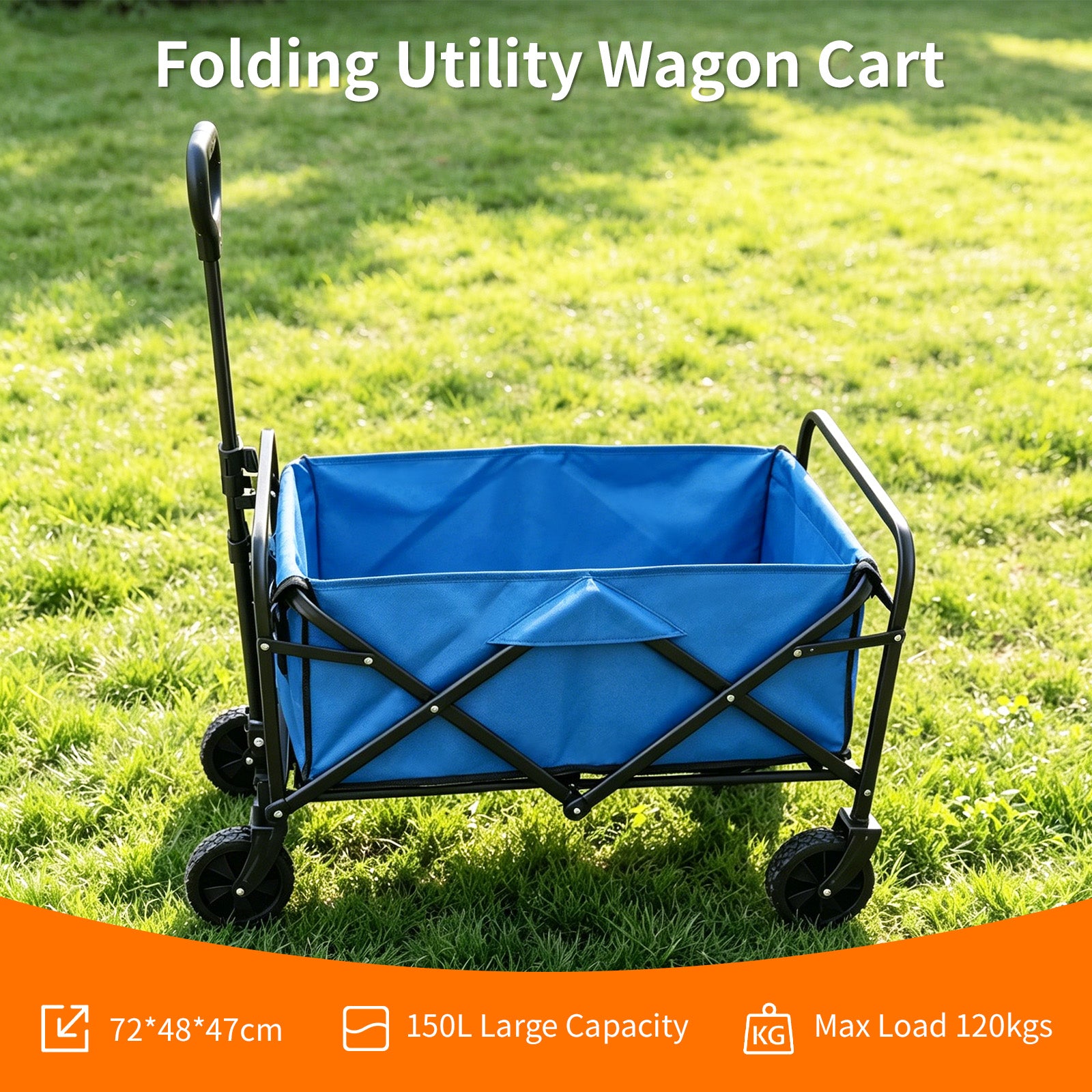 Avoltrix 130L Heavy Duty Folding Beach Trolley Cart – 120kg Load Capacity, Oxford Fabric & Iron Frame, All-Terrain Wheels, Portable Collapsible Wagon for Beach, Garden & Camping