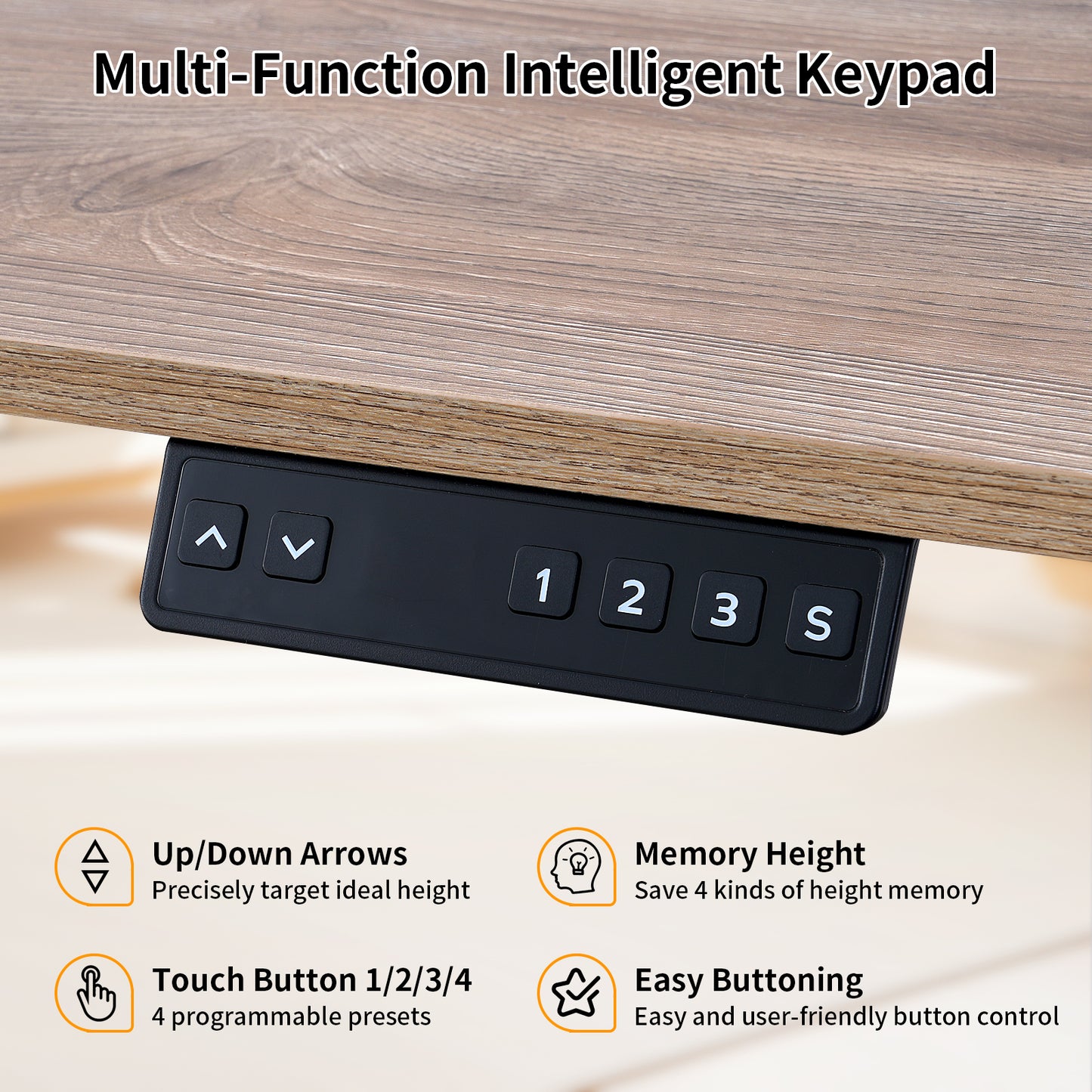 Electric Standing Desk 100x60cm with Drawer, Height Adjustable Sit Stand Desk with Memory Preset, Home Office Computer Desk, White + Maple