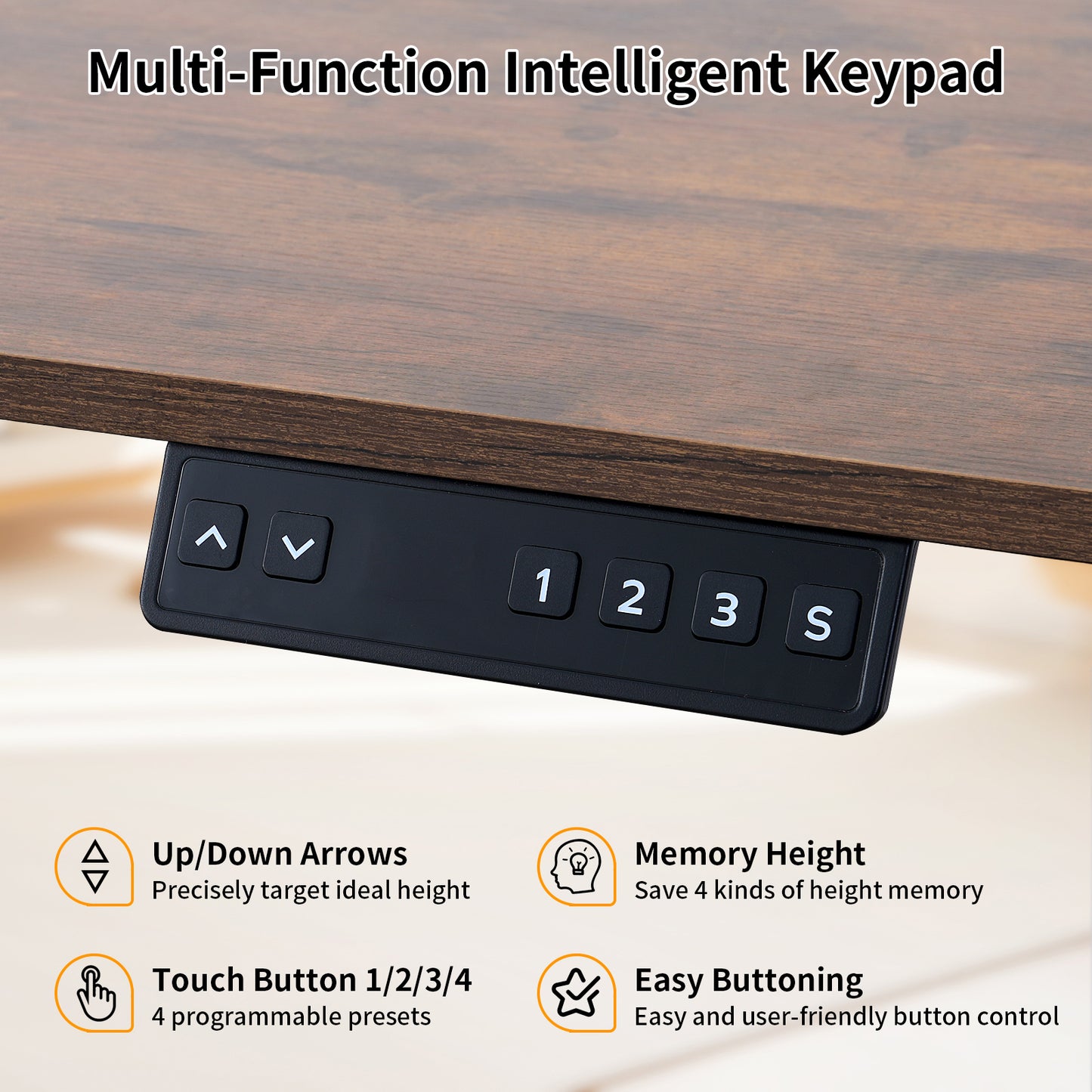 Electric Standing Desk 100x60cm with Drawer, Height Adjustable Sit Stand Desk with Memory Preset, Home Office Computer Desk, Black +Tiger stripe
