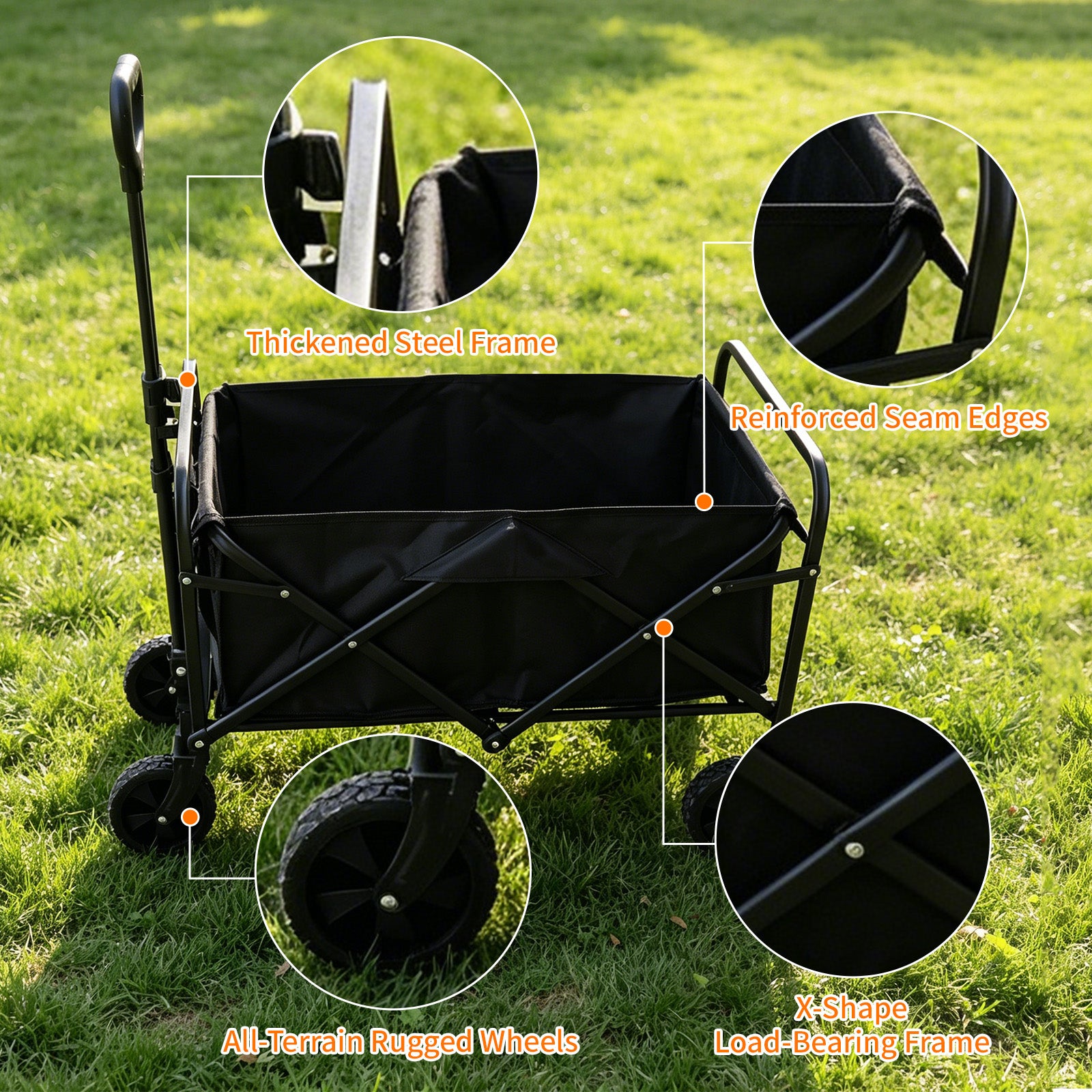 Avoltrix 130L Heavy Duty Folding Beach Trolley Cart – 120kg Load Capacity, Oxford Fabric & Iron Frame, All-Terrain Wheels, Portable Collapsible Wagon for Beach, Garden & Camping