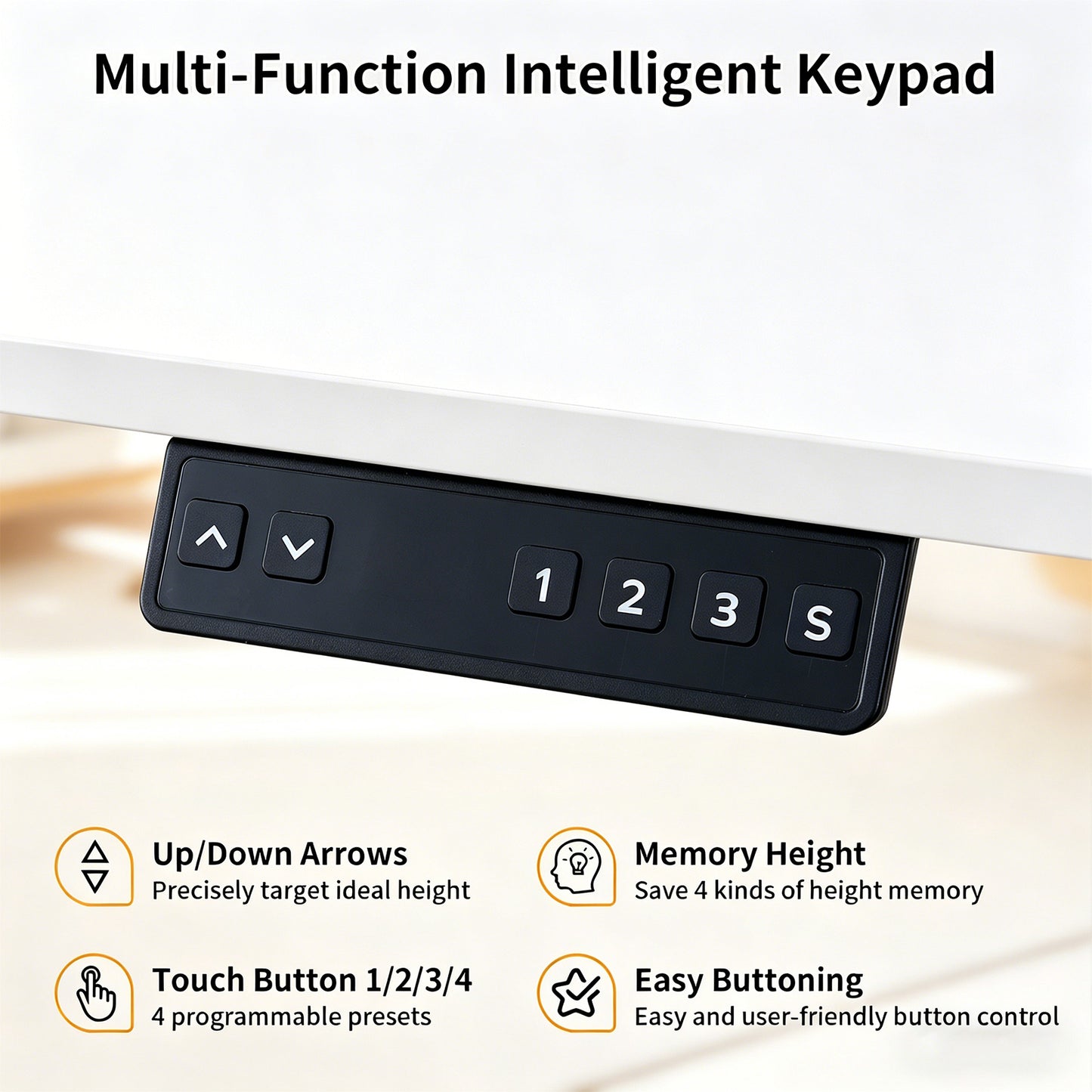 Electric Standing Desk 100x60cm with Drawer, Height Adjustable Sit Stand Desk with Memory Preset, Home Office Computer Desk, White