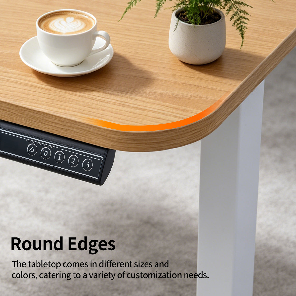 120 × 60 cm Electric Height Adjustable Standing Desk – Sit Stand Computer Table with Digital Control, Hooks & Large Worktop for Home Office, Natural Oak