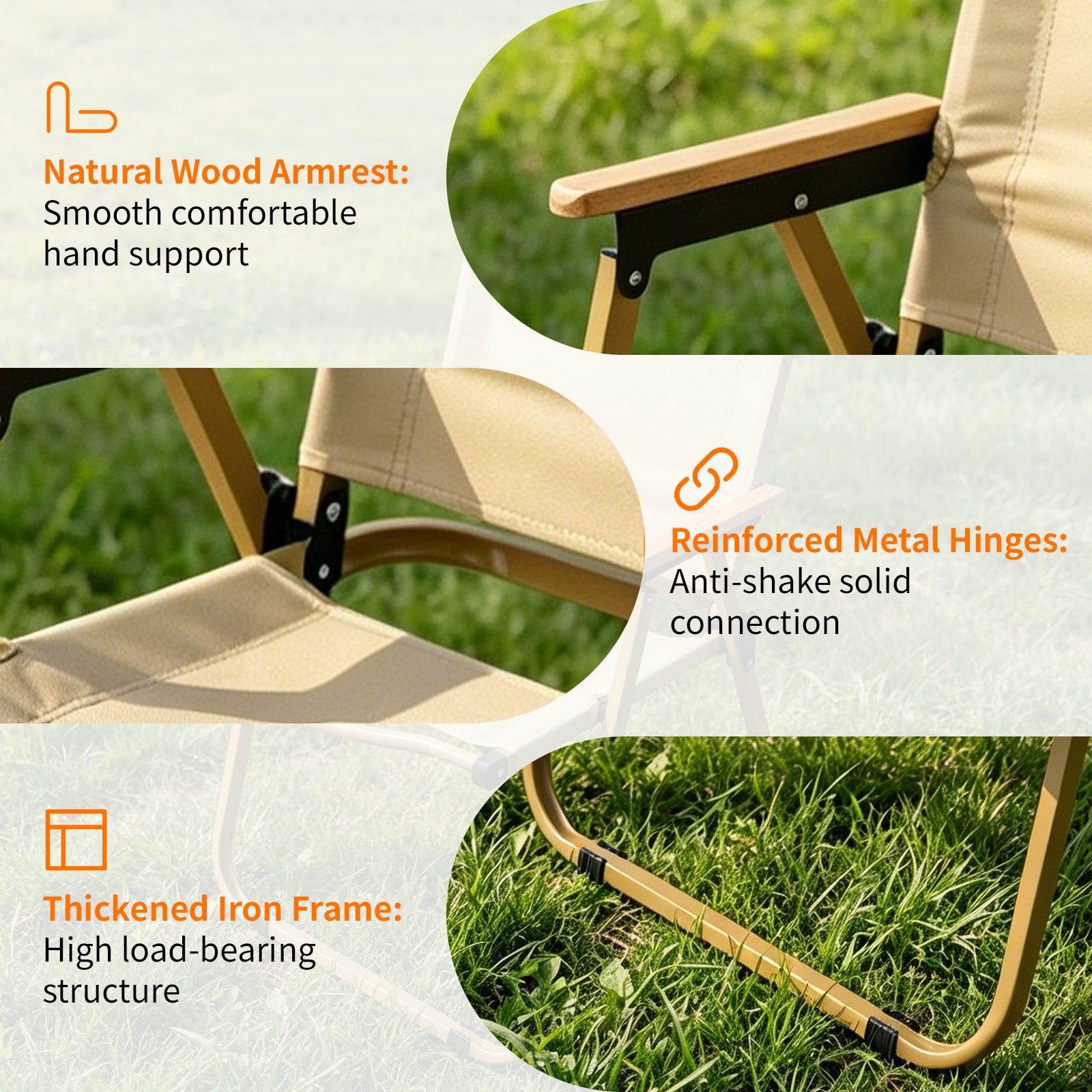 Avoltrix Portable Heavy Duty Folding Camping Chair – Oxford Fabric & Iron Frame, 120kg Capacity Outdoor Beach & Camping Chair