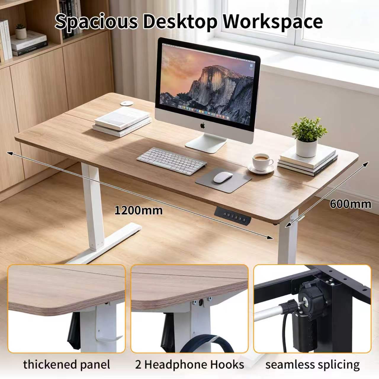 Avoltrix Electric Standing Desk 120 × 60 cm, Height Adjustable Sit-Stand Desk with 3 Memory Presets, 70 kg Heavy-Duty Ergonomic Computer Desk for Home Office