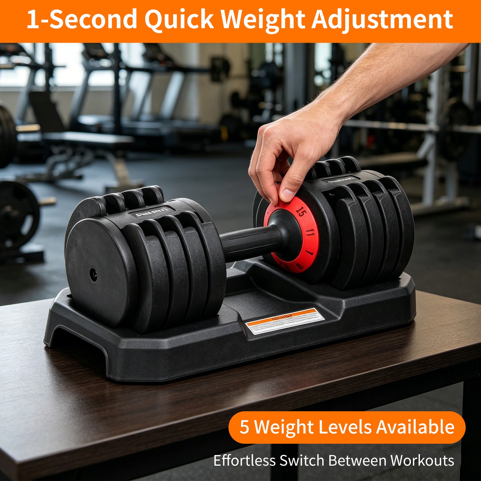 Avoltrix 11.5kg (25lb) Adjustable Dumbbell, 5-Level Quick Adjust Free Weight with Storage Base for Home Gym, Strength Training & Fitness