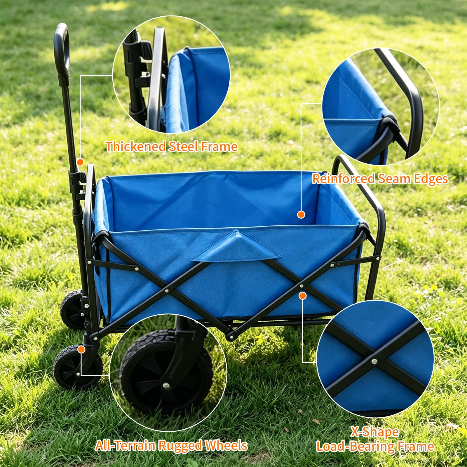 Avoltrix 130L Heavy Duty Folding Beach Trolley Cart – 120kg Load Capacity, Oxford Fabric & Iron Frame, All-Terrain Wheels, Portable Collapsible Wagon for Beach, Garden & Camping