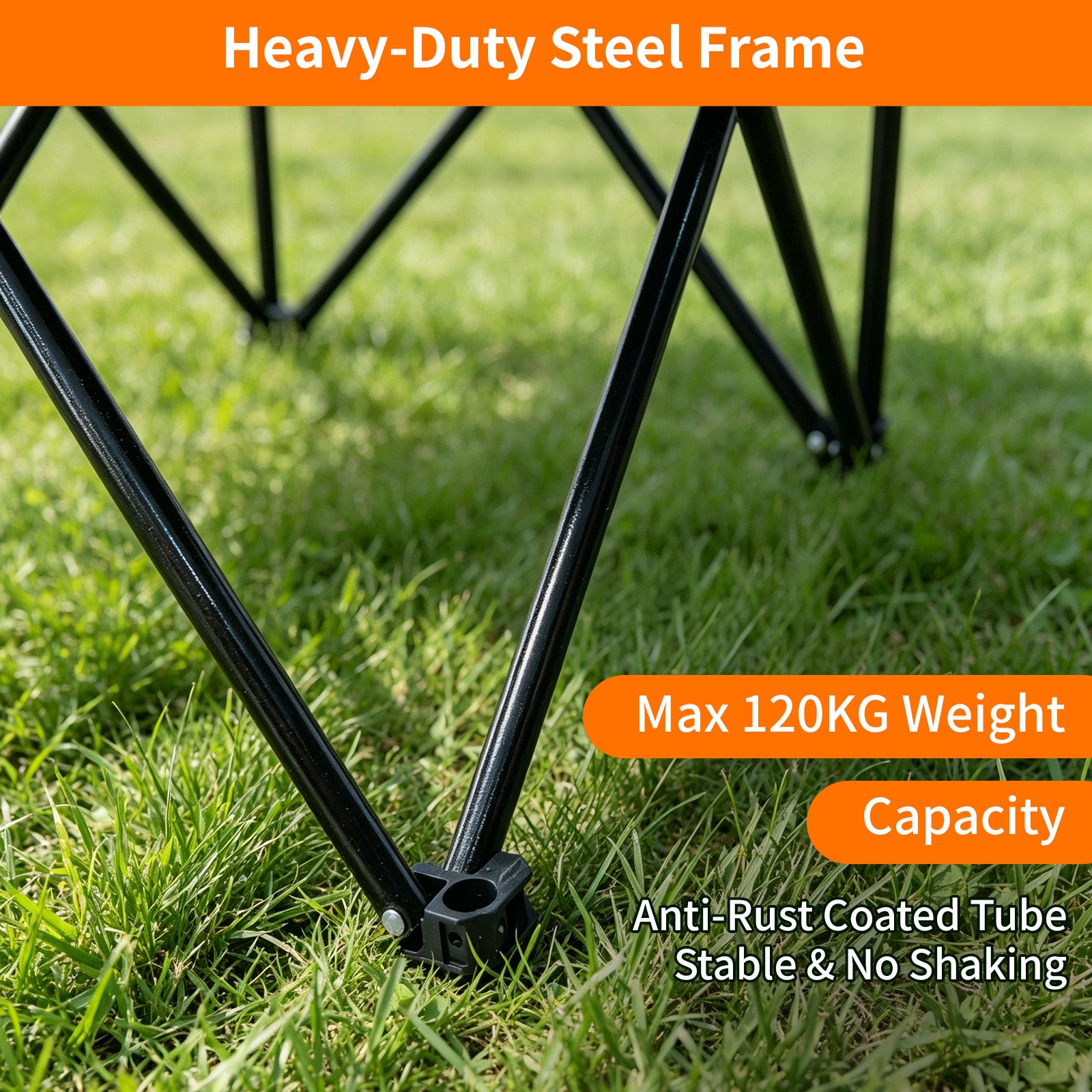 Avoltrix 2-Piece Heavy Duty Folding Camping Chair Set – Oxford Fabric & Iron Frame, 120kg Capacity Portable Outdoor Chairs for Camping, Beach & Fishing