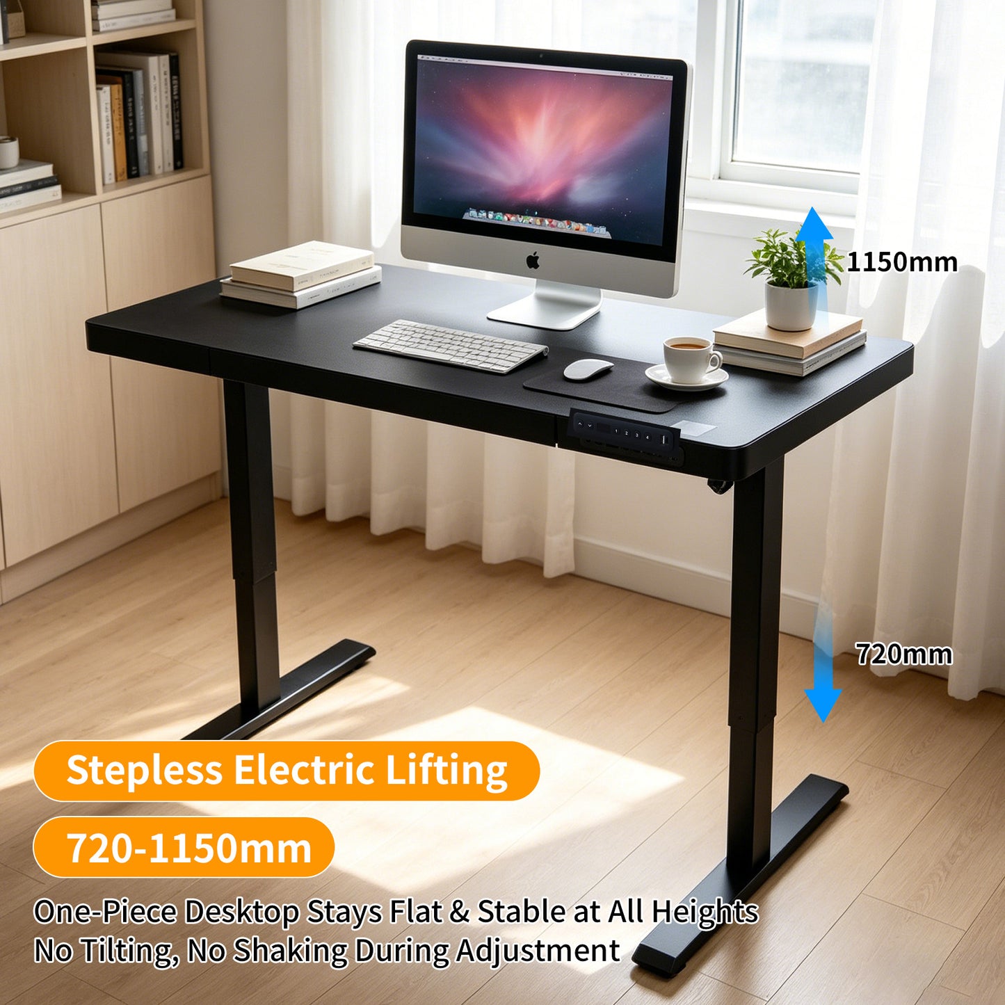 Upgrade Your Workspace with Avoltrix Electric Standing Desk | Adjustable Height, Drawer, USB & Power | 120×60 cm Black