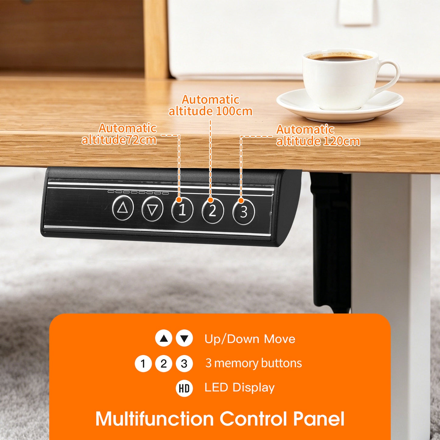 Avoltrix Electric Height Adjustable Desk 120×60cm Split Board, Ergonomic Sit Stand Workstation with Built-in Drawer & Side Hooks, 72-120cm Lifting Range, 3 Memory Settings,Cold Rolled Steel Frame, 60KG Max Load for Home Office Study