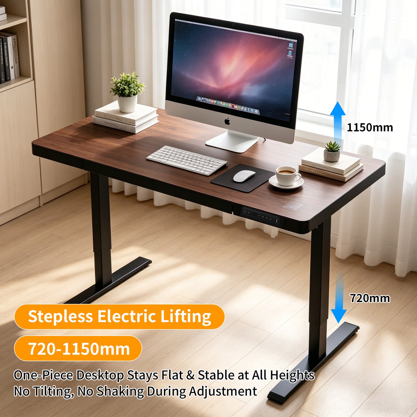 Upgrade Your Workspace with Avoltrix Electric Standing Desk | Adjustable Height, Drawer, USB & Power | 120×60 cm Rustic Brown