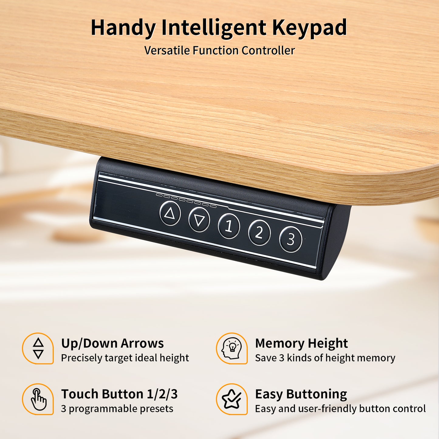 Avoltrix 100CM Electric Standing Desk – One-Piece Oak Desktop Height Adjustable Sit Stand Desk with Hooks, Digital Control Panel & Sturdy Metal Frame for Home Office or Study