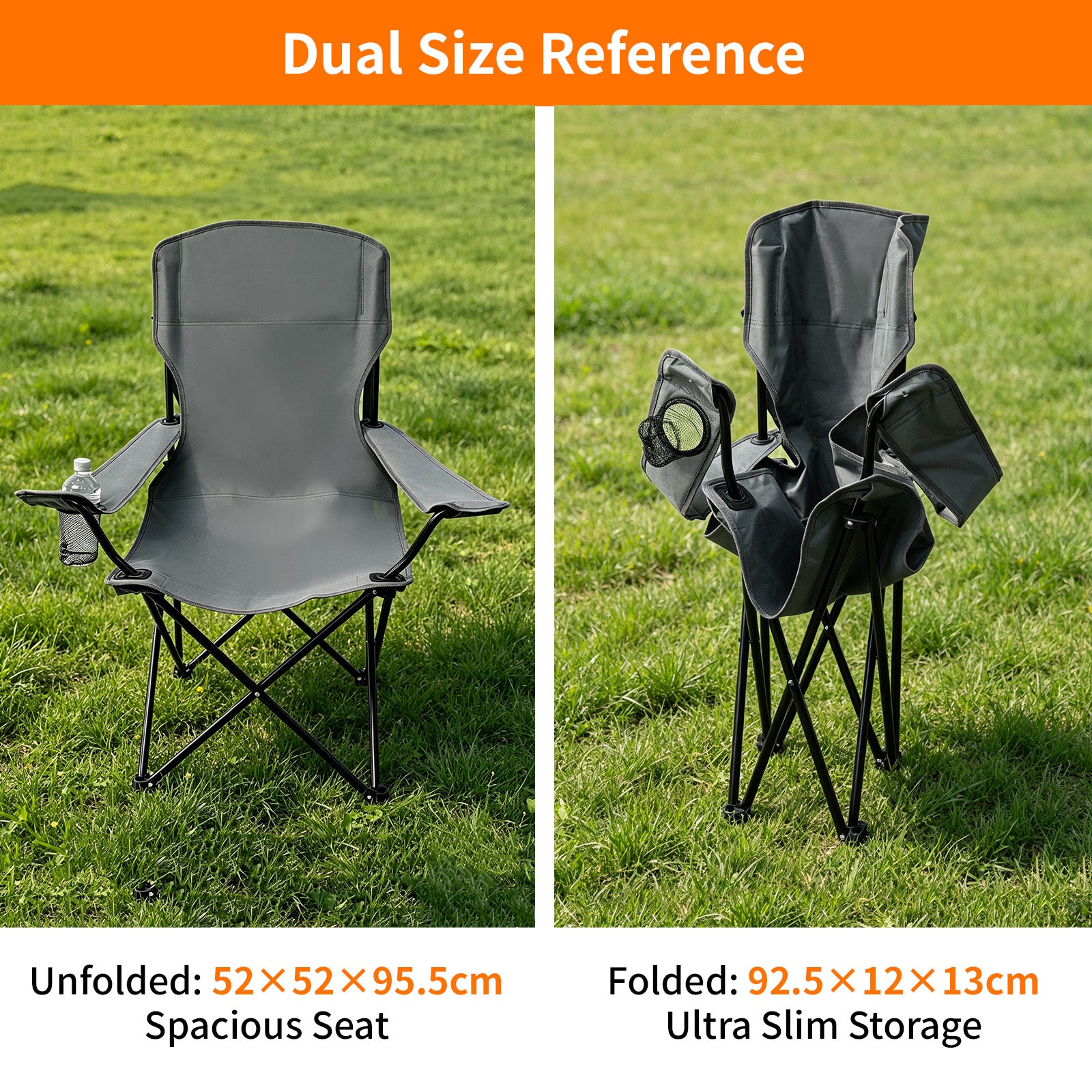 Avoltrix 2-Piece Heavy Duty Folding Camping Chair Set – Oxford Fabric & Iron Frame, 120kg Capacity Portable Outdoor Chairs for Camping, Beach & Fishing