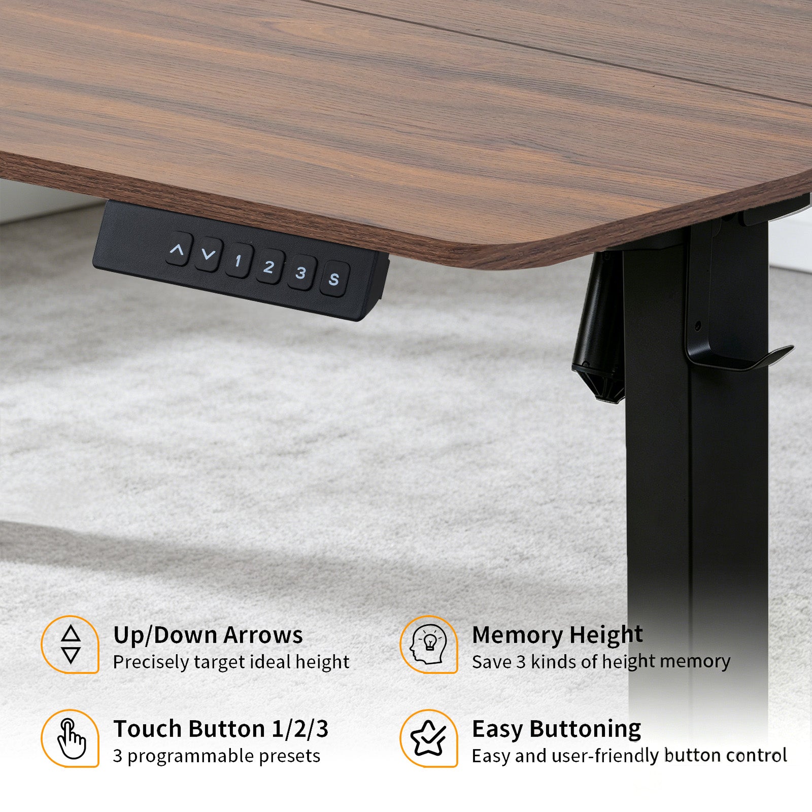 Avoltrix Electric Standing Desk 120 × 60 cm, Height Adjustable Sit-Stand Desk with 3 Memory Presets, 70 kg Heavy-Duty Ergonomic Computer Desk for Home Office