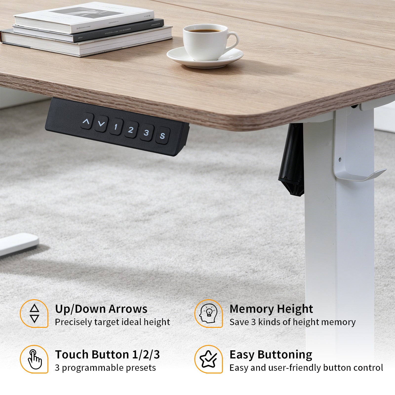 Avoltrix Electric Standing Desk 120 × 60 cm, Height Adjustable Sit-Stand Desk with 3 Memory Presets, 70 kg Heavy-Duty Ergonomic Computer Desk for Home Office