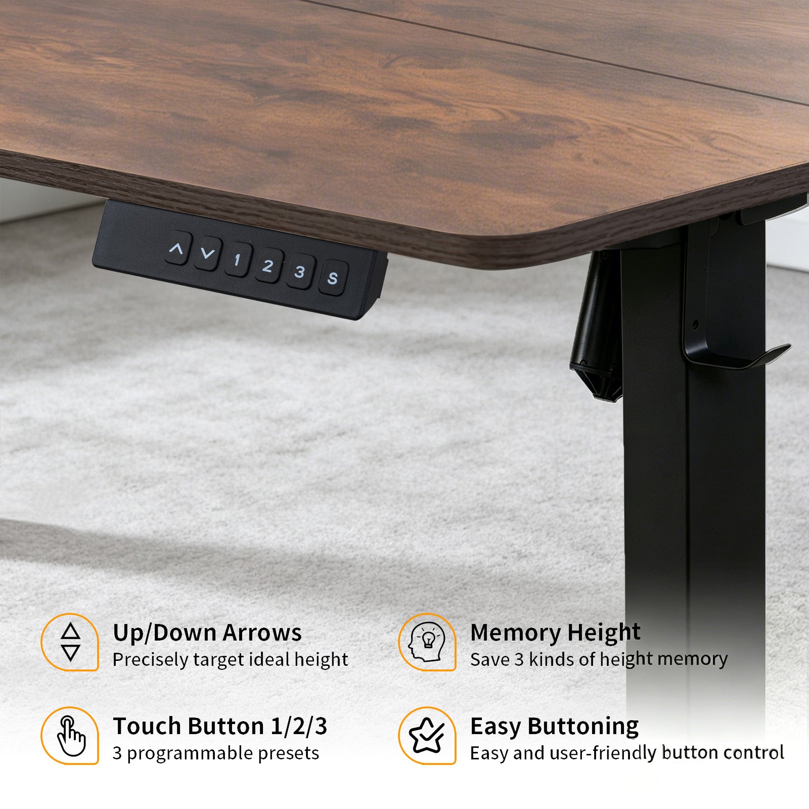 Avoltrix Electric Standing Desk 120 × 60 cm, Height Adjustable Sit-Stand Desk with 3 Memory Presets, 70 kg Heavy-Duty Ergonomic Computer Desk for Home Office