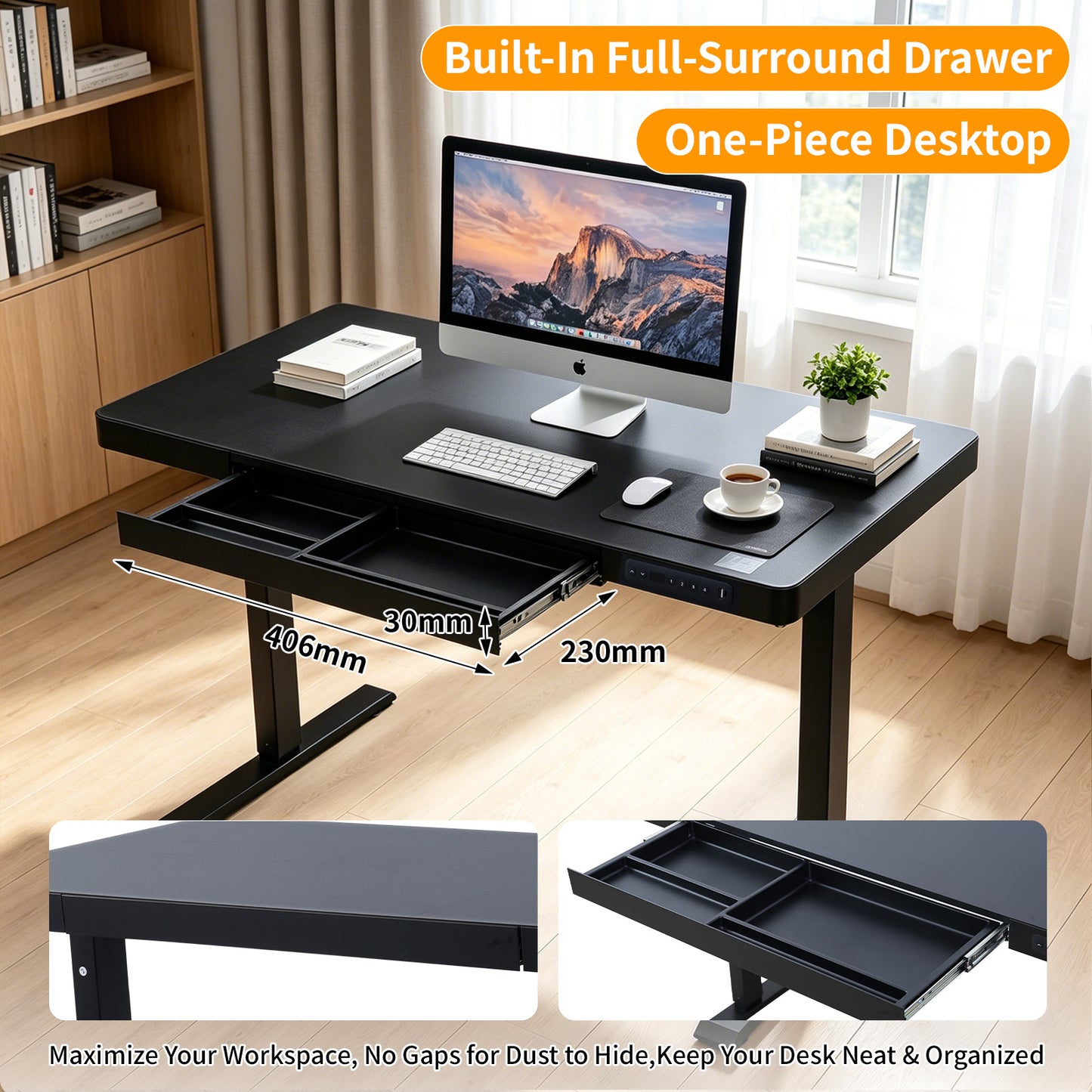 Upgrade Your Workspace with Avoltrix Electric Standing Desk | Adjustable Height, Drawer, USB & Power | 120×60 cm Black