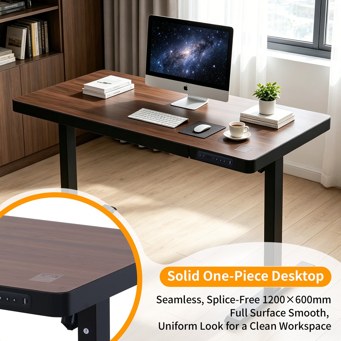 Upgrade Your Workspace with Avoltrix Electric Standing Desk | Adjustable Height, Drawer, USB & Power | 120×60 cm Rustic Brown