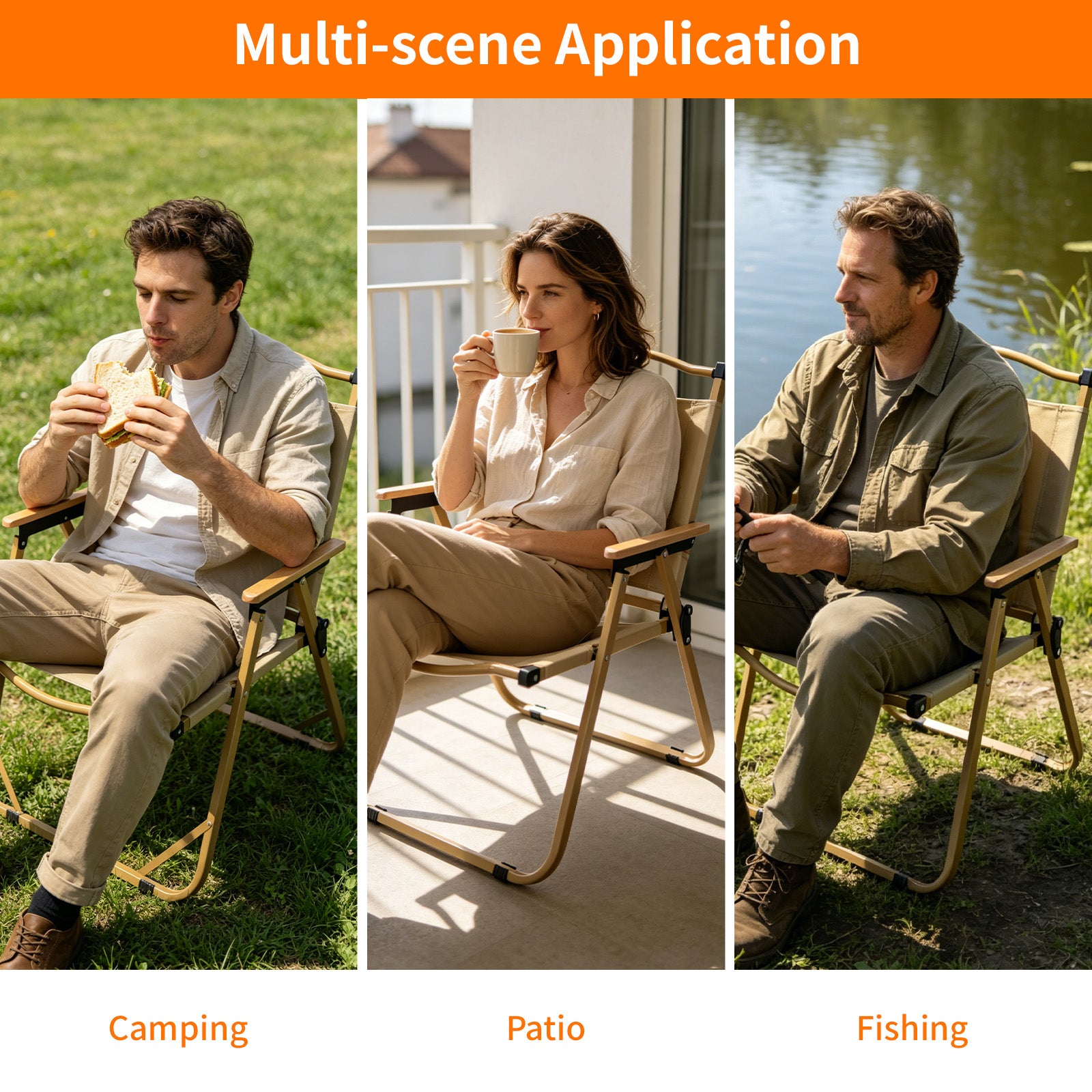 Avoltrix Portable Heavy Duty Folding Camping Chair – Oxford Fabric & Iron Frame, 120kg Capacity Outdoor Beach & Camping Chair