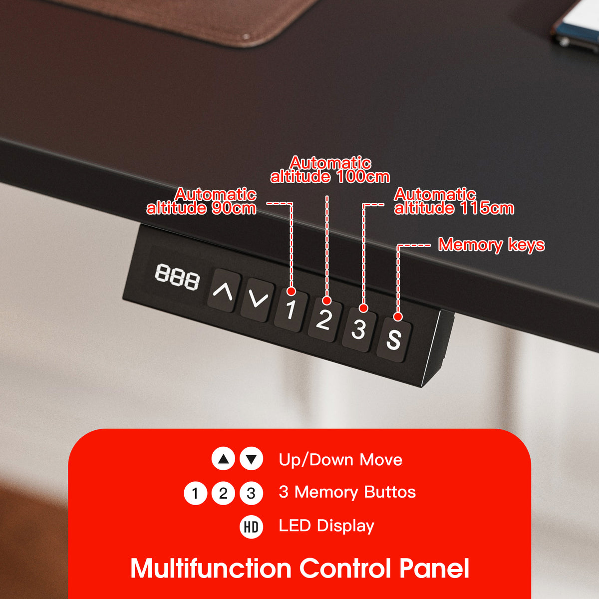 Avoltrix 100x55CM Electric Standing Desk, Height Adjustable Sit Stand Computer Desk with Hooks for Home Office or Study, Black