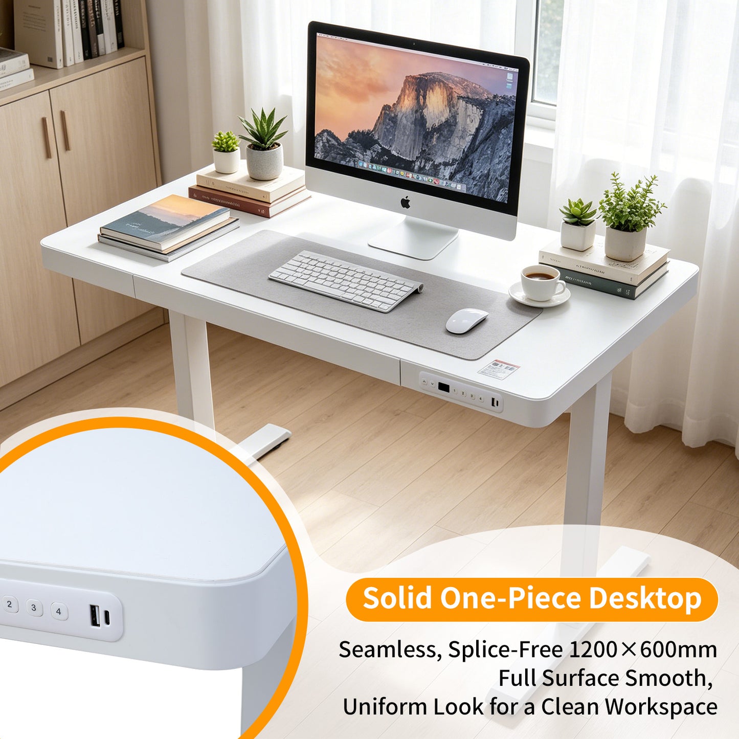 Upgrade Your Workspace with Avoltrix Electric Standing Desk | Adjustable Height, Drawer, USB & Power | 120×60 cm White