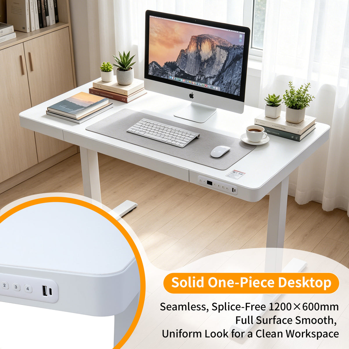 Upgrade Your Workspace with Avoltrix Electric Standing Desk | Adjustable Height, Drawer, USB & Power | 120×60 cm White