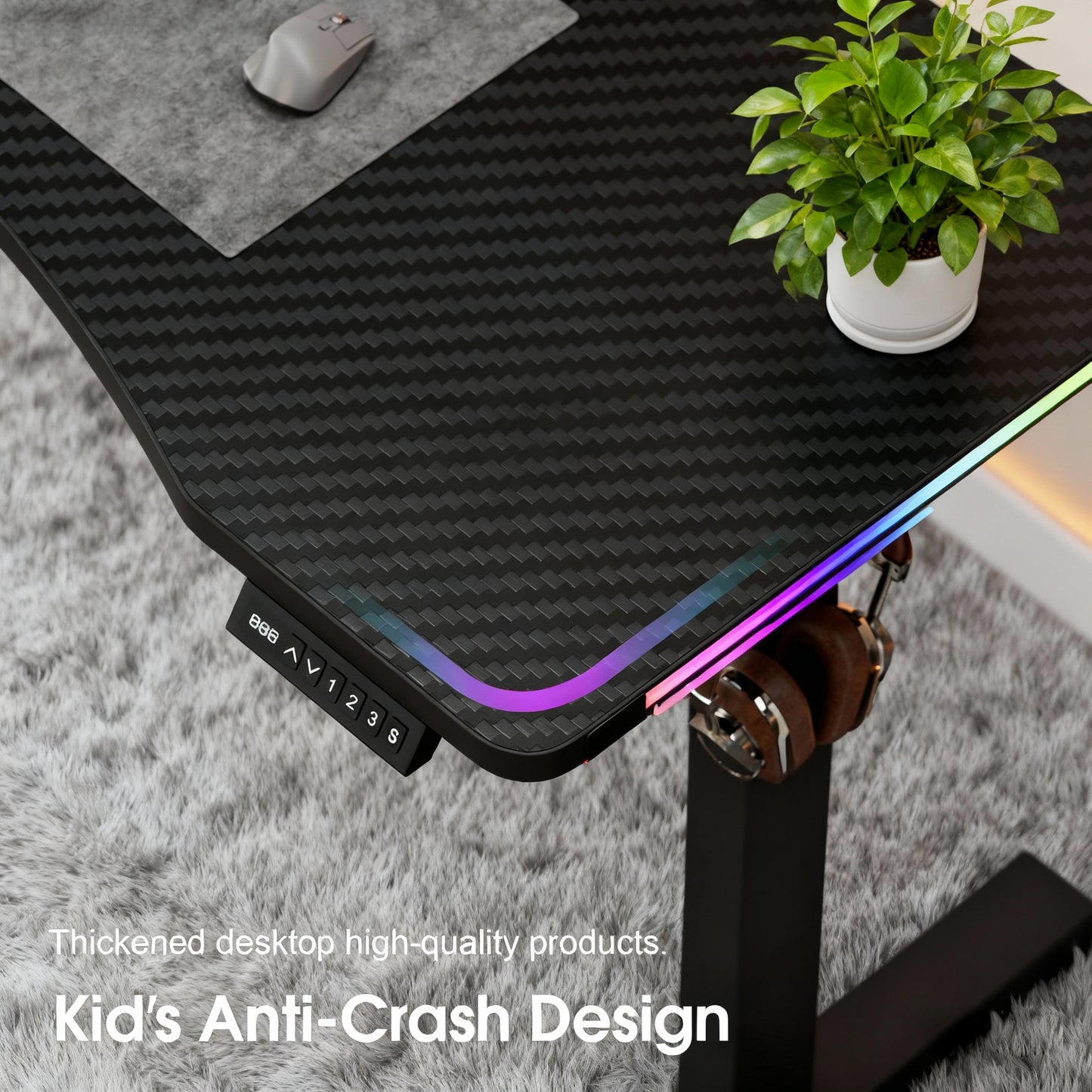 120CM Electric Standing Desk – Height Adjustable Sit Stand Desk with RGB Lights, Ergonomic Computer Table for Gaming, Home Office or Study, Black