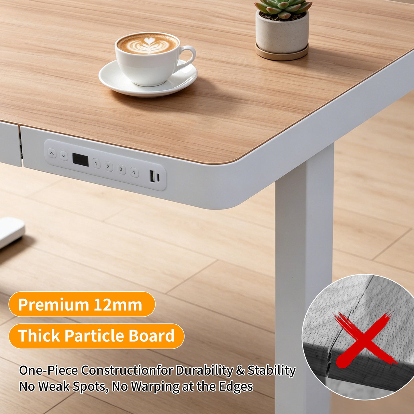 Upgrade Your Workspace with Avoltrix Electric Standing Desk | Adjustable Height, Drawer, USB & Power | 120×60 cm Maple
