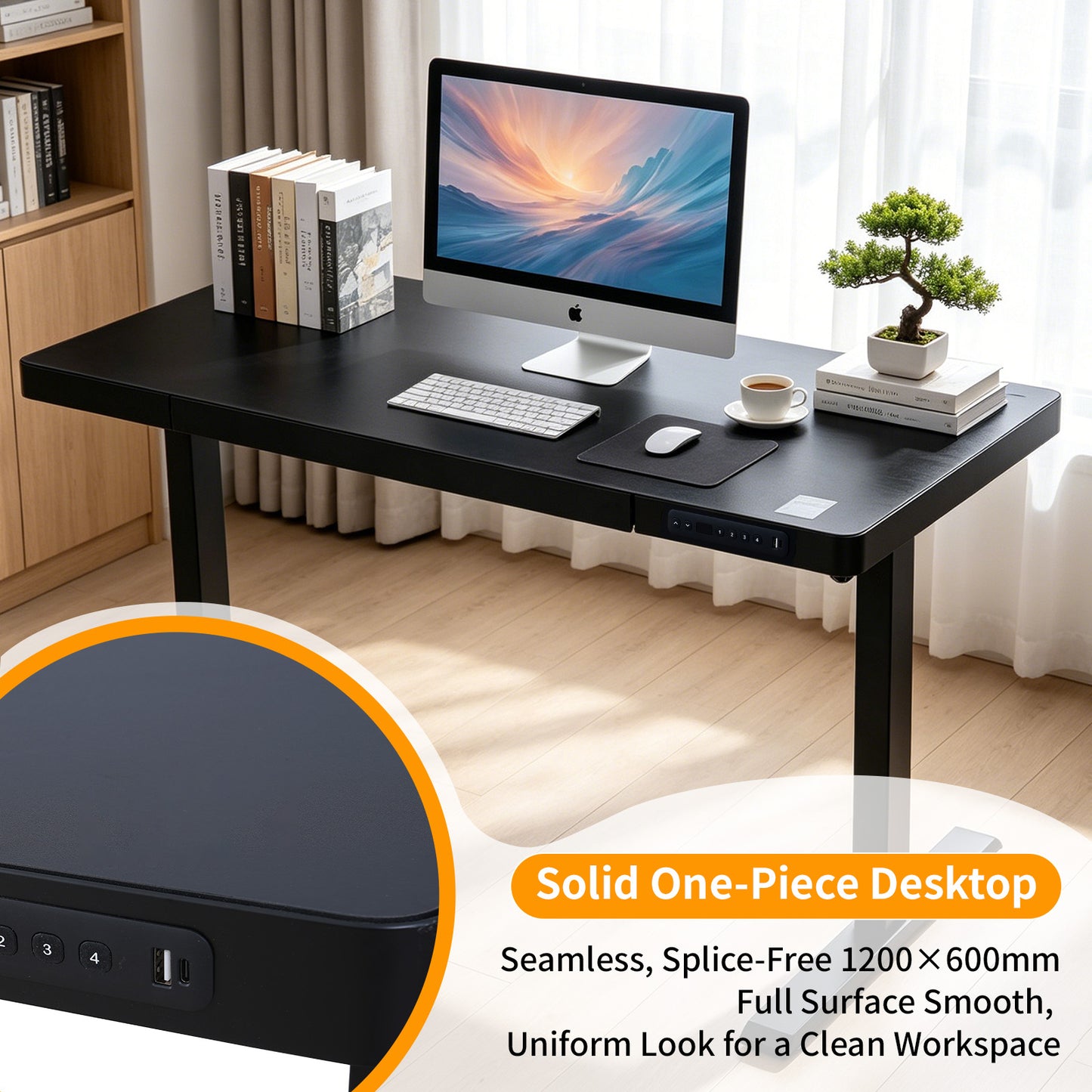 Upgrade Your Workspace with Avoltrix Electric Standing Desk | Adjustable Height, Drawer, USB & Power | 120×60 cm Black