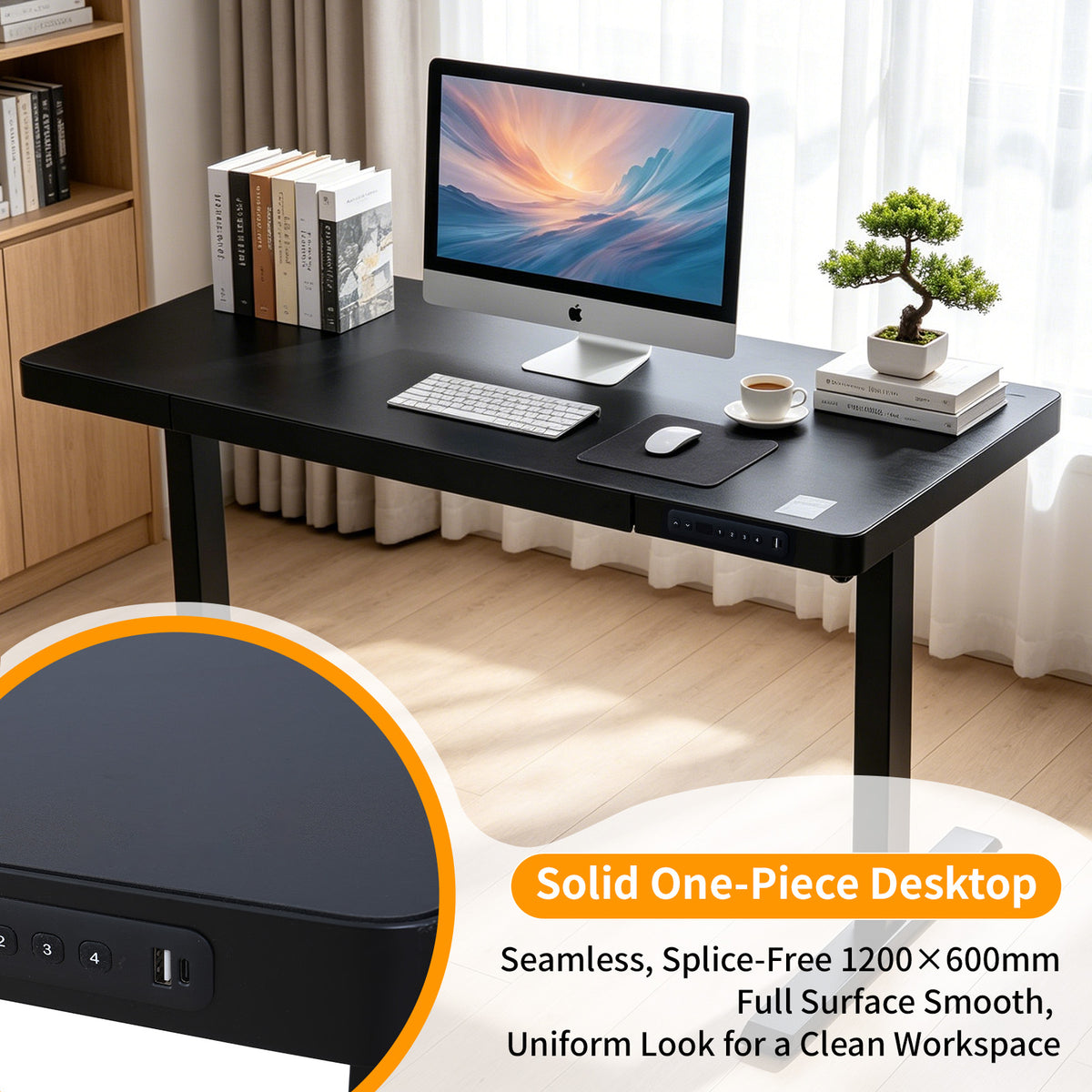 Upgrade Your Workspace with Avoltrix Electric Standing Desk | Adjustable Height, Drawer, USB & Power | 120×60 cm Black