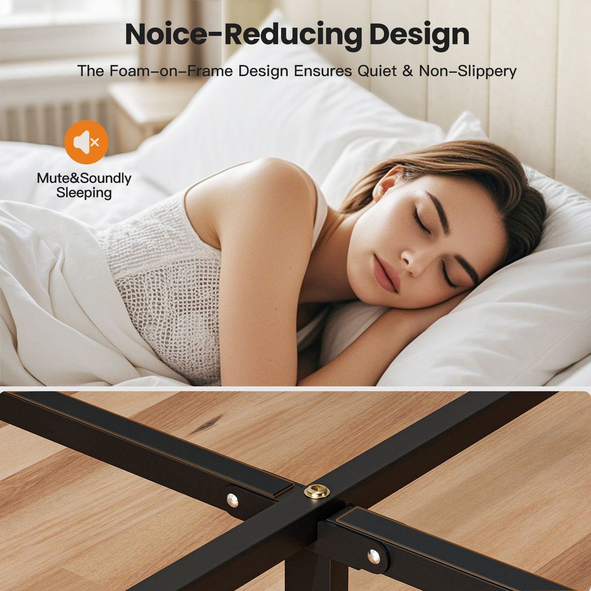Avoltrix Queen Bed Frame – Velvet Upholstered with Soft Padded Headboard, Quiet Sturdy Metal & Wood Platform, No Box Spring Required, Beige (210×160 cm)