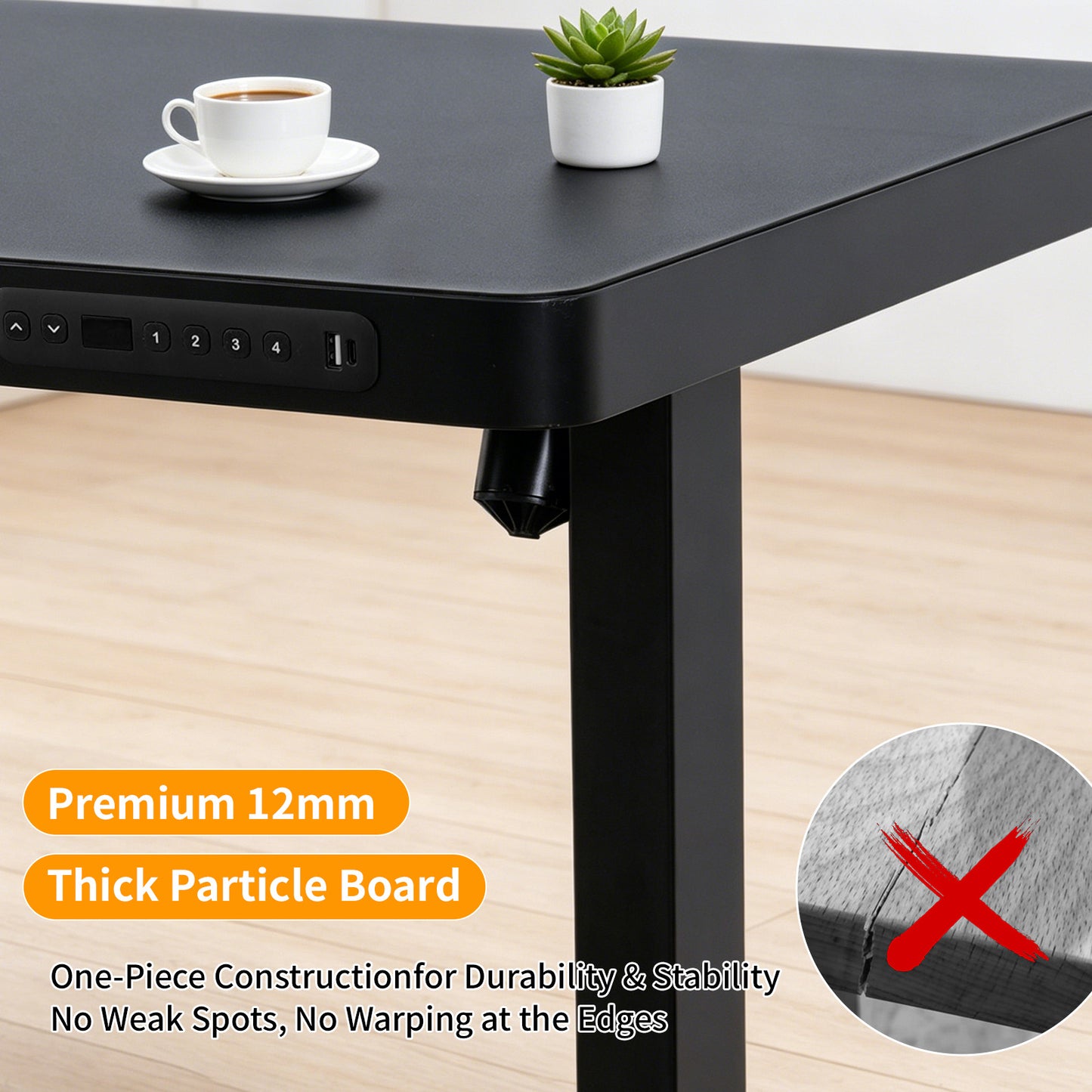 Upgrade Your Workspace with Avoltrix Electric Standing Desk | Adjustable Height, Drawer, USB & Power | 120×60 cm Black