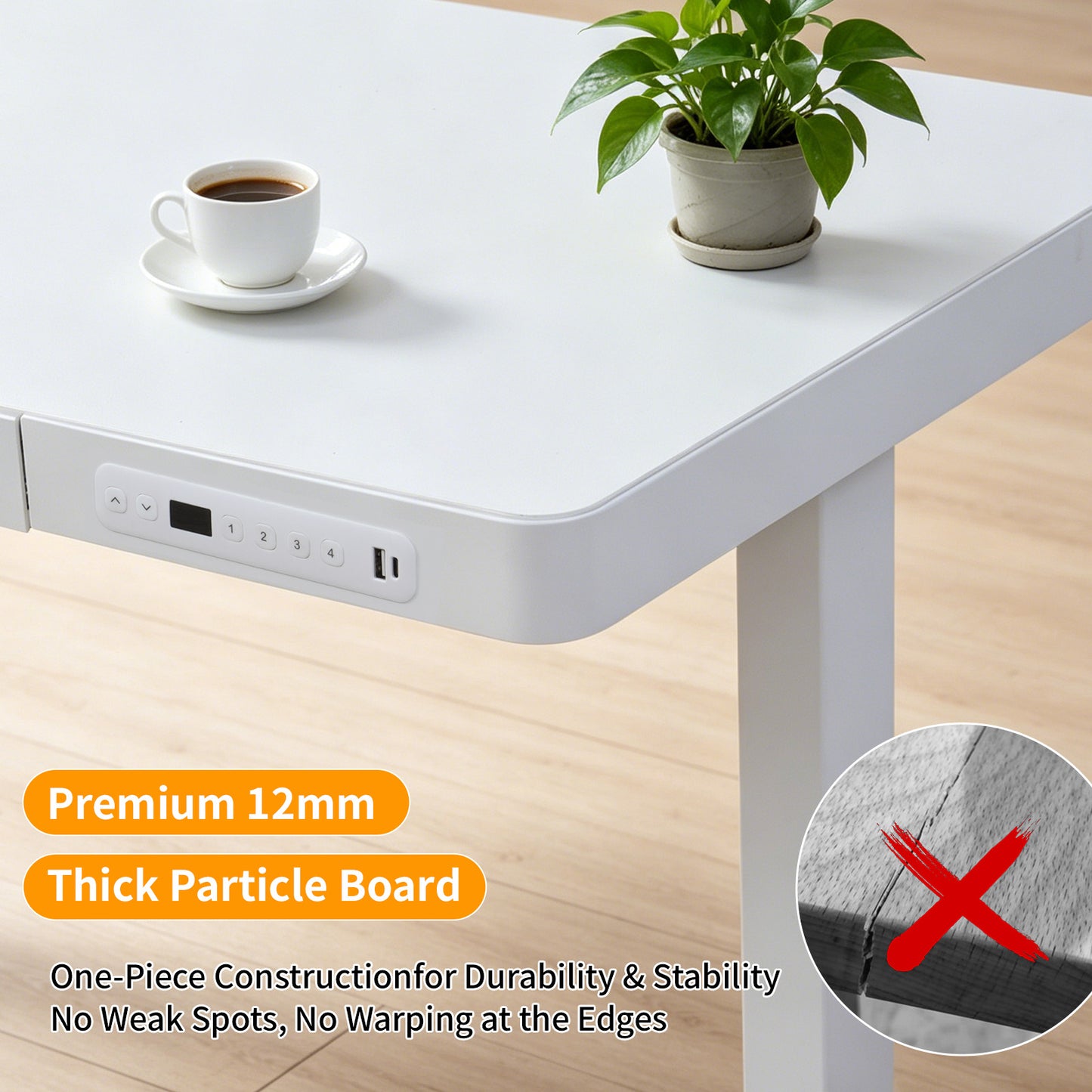 Upgrade Your Workspace with Avoltrix Electric Standing Desk | Adjustable Height, Drawer, USB & Power | 120×60 cm White