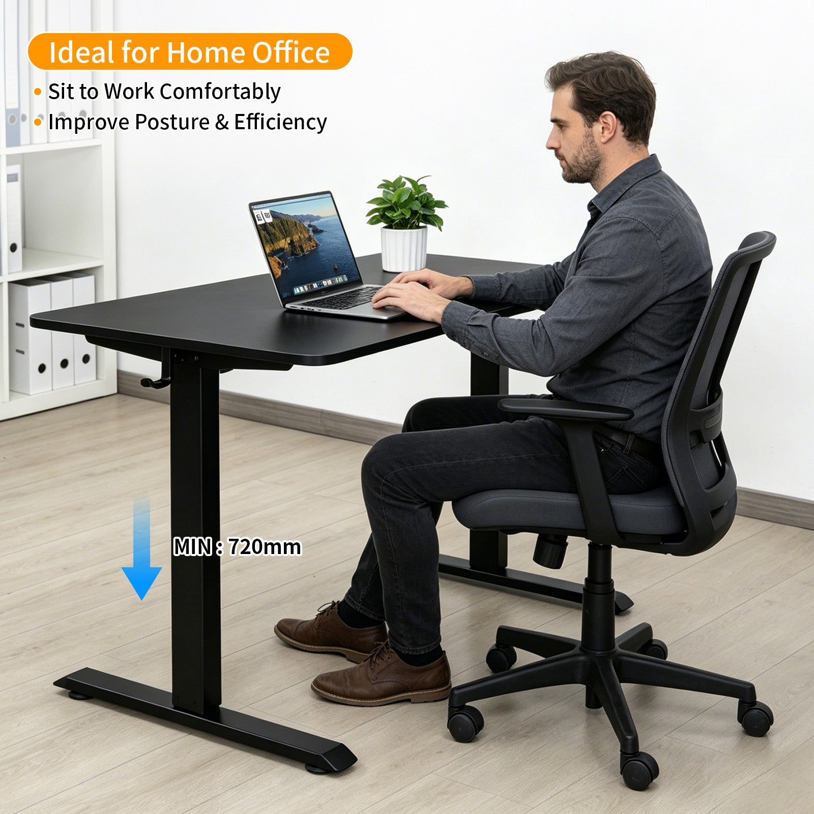 140 × 60 cm Avoltrix Electric Height Adjustable Standing Desk – Sit Stand Computer Table with Digital Control, Hooks & Large Worktop for Home Office, Black
