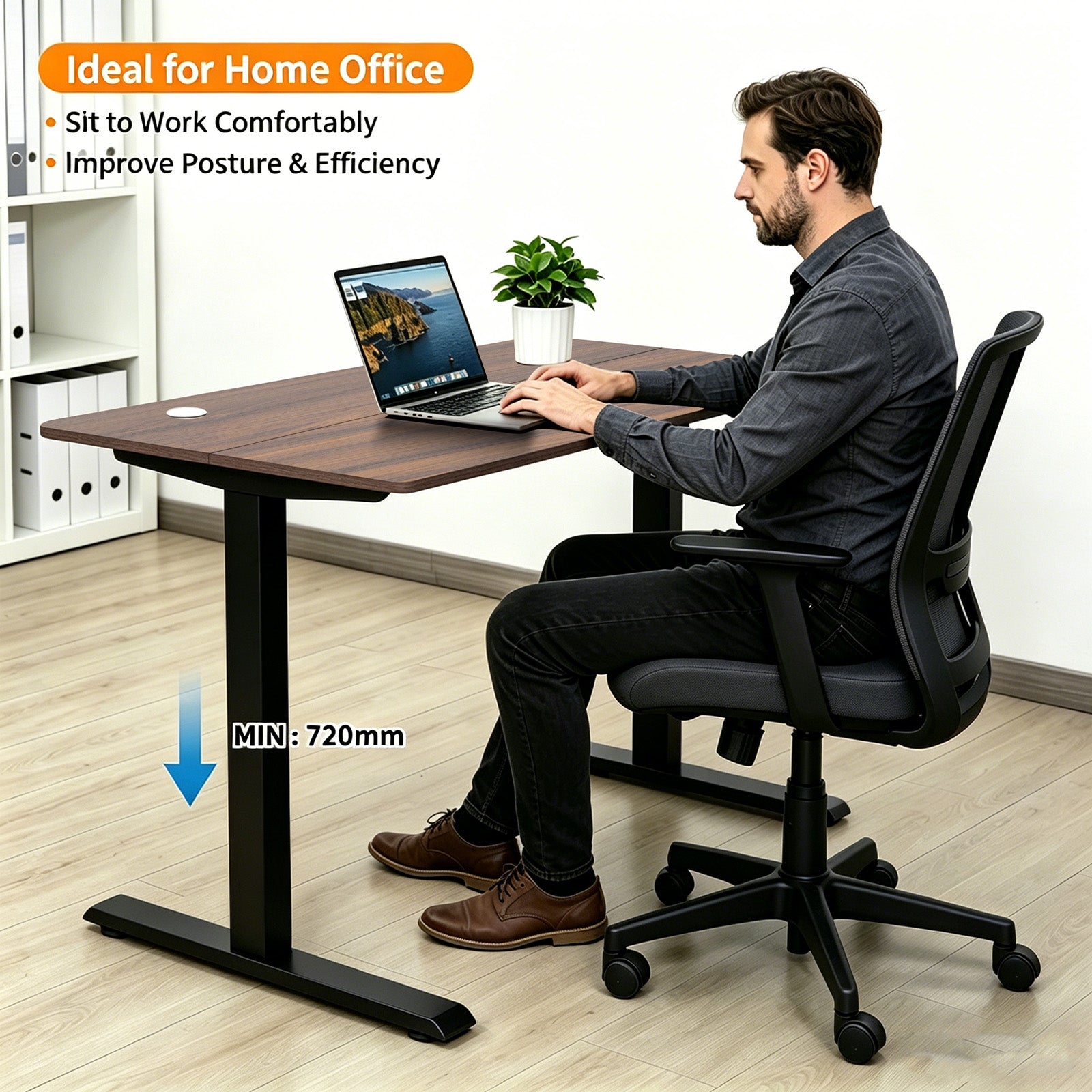 Avoltrix Electric Standing Desk 120 × 60 cm, Height Adjustable Sit-Stand Desk with 3 Memory Presets, 70 kg Heavy-Duty Ergonomic Computer Desk for Home Office