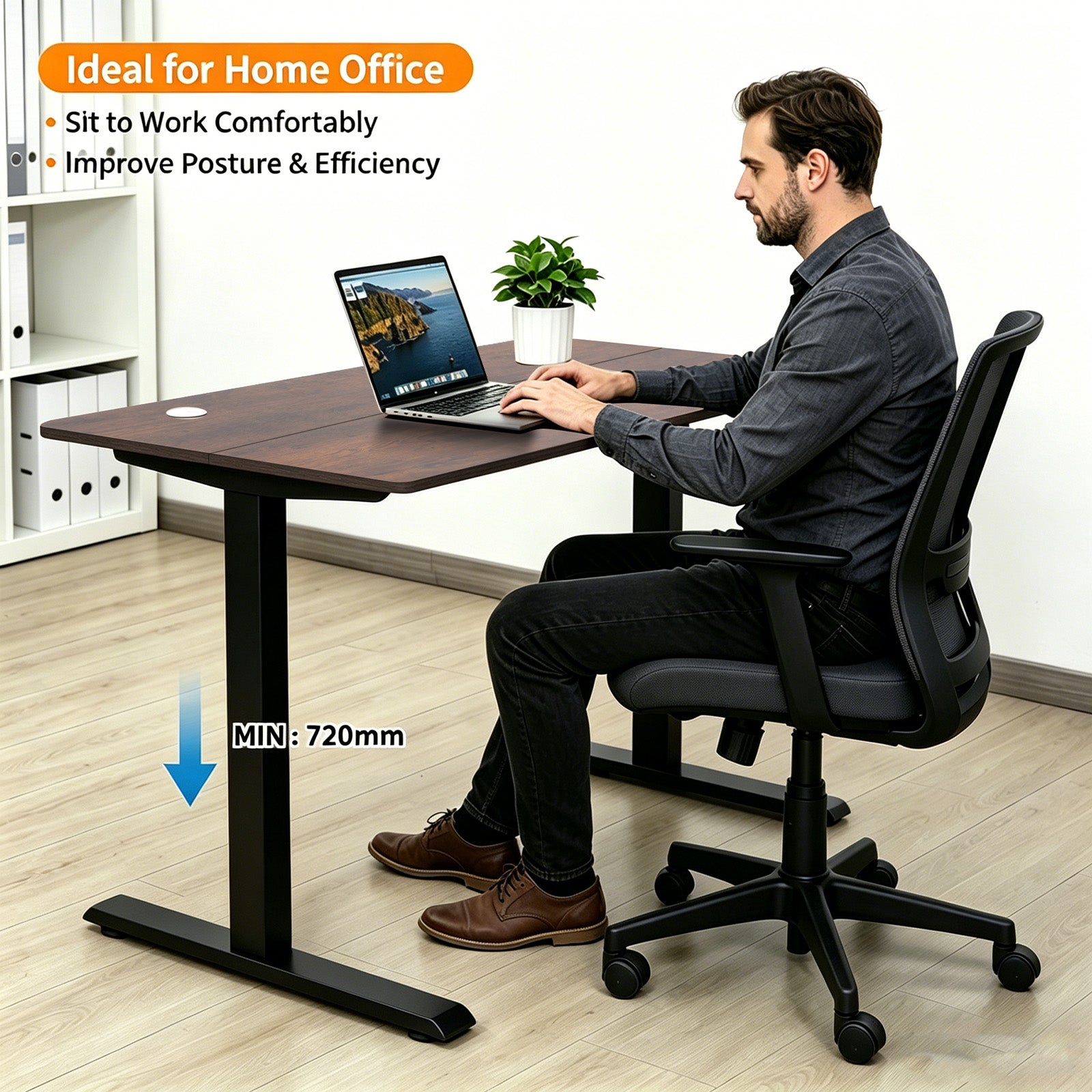 Avoltrix Electric Standing Desk 140x60cm, Height Adjustable Sit Stand Desk with 3 Memory Presets, Ergonomic Home Office Desk, 70kg Heavy-Duty Steel Frame, Tiger Oak Wood Grain