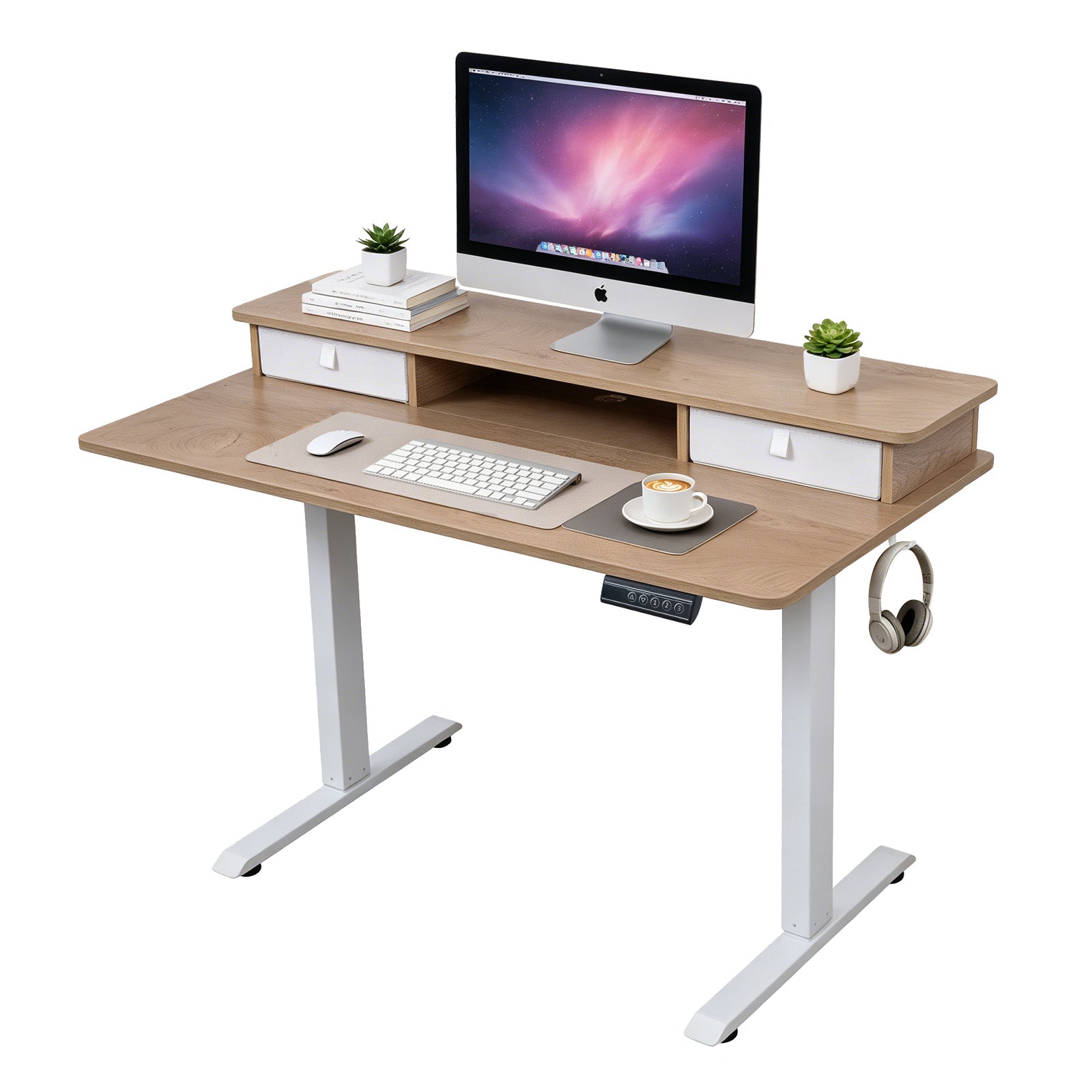 Avoltrix Electric Standing Desk 120×60cm, Height Adjustable Desk with Drawer & 3 Memory Settings
